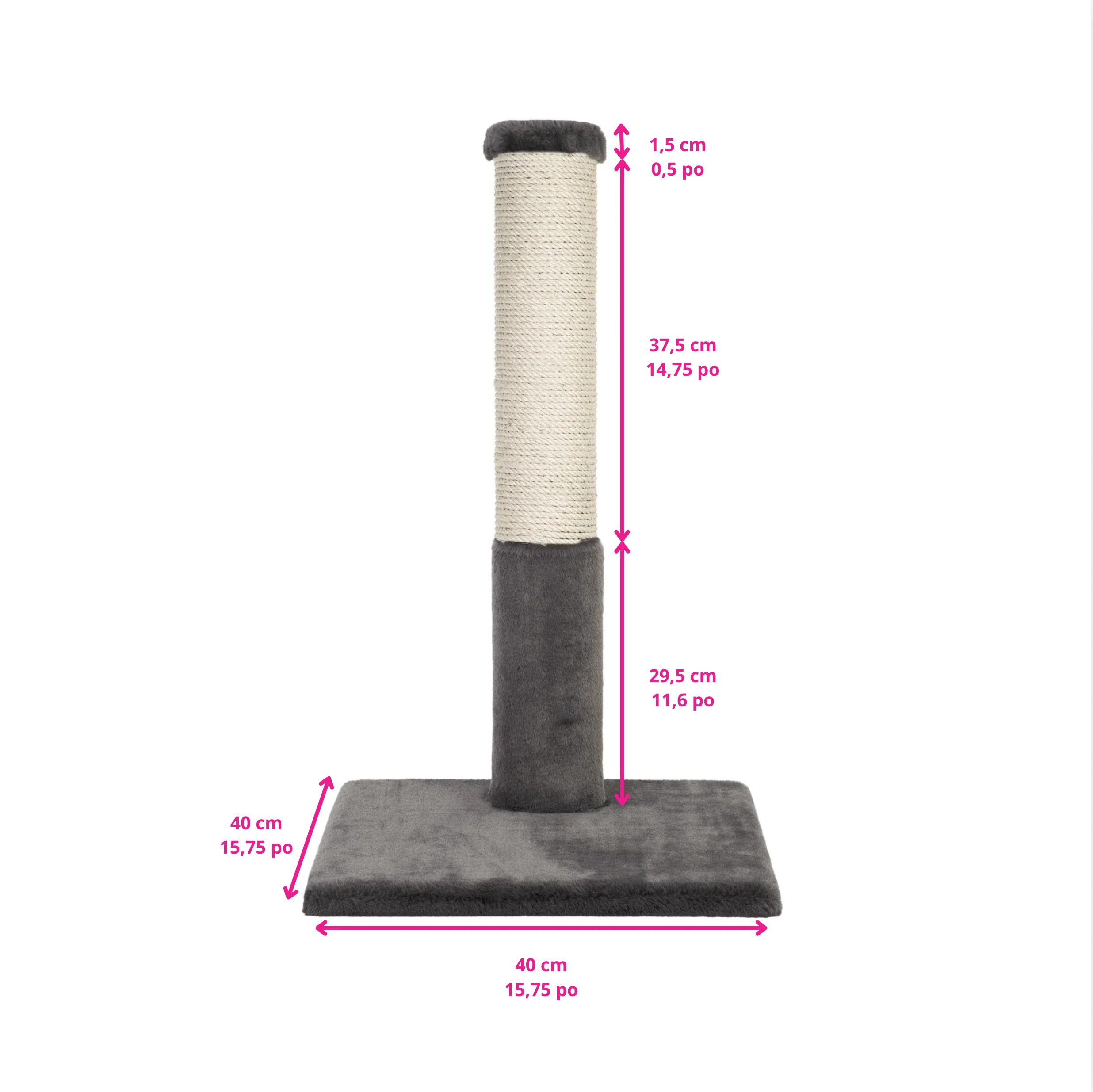 Noba Classic 28" Scratching Post - Grey Faux Fur - Image 7