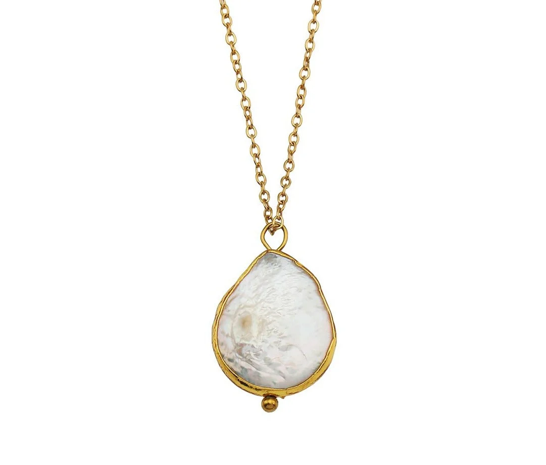 NOEMI: Encased Fresh-Water Pearl Pendant Chain Necklace - Image 2
