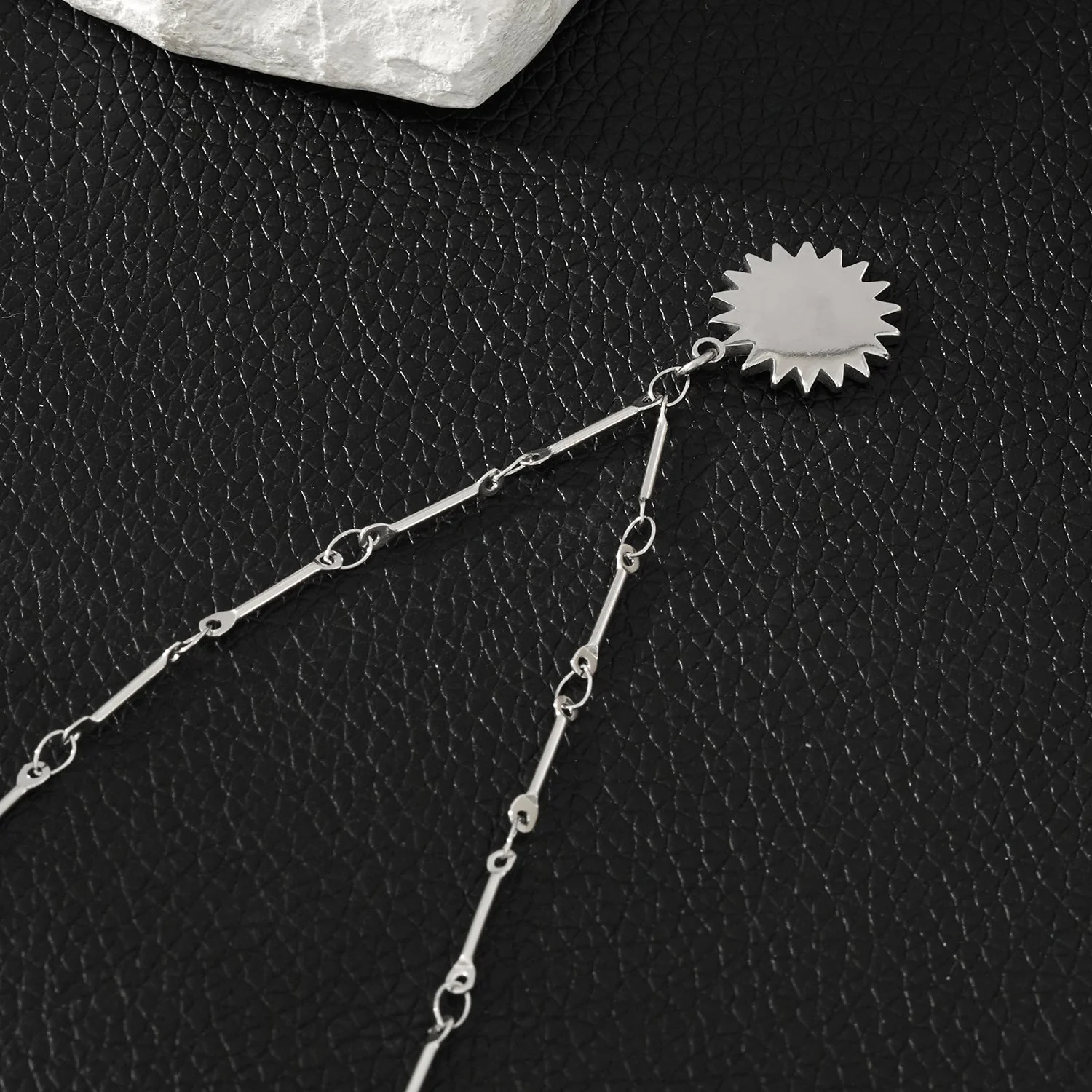 NOMIA White Gold (Silver Toned): Radiant Sunburst Pendant Zirconia Chain Necklace - Image 5