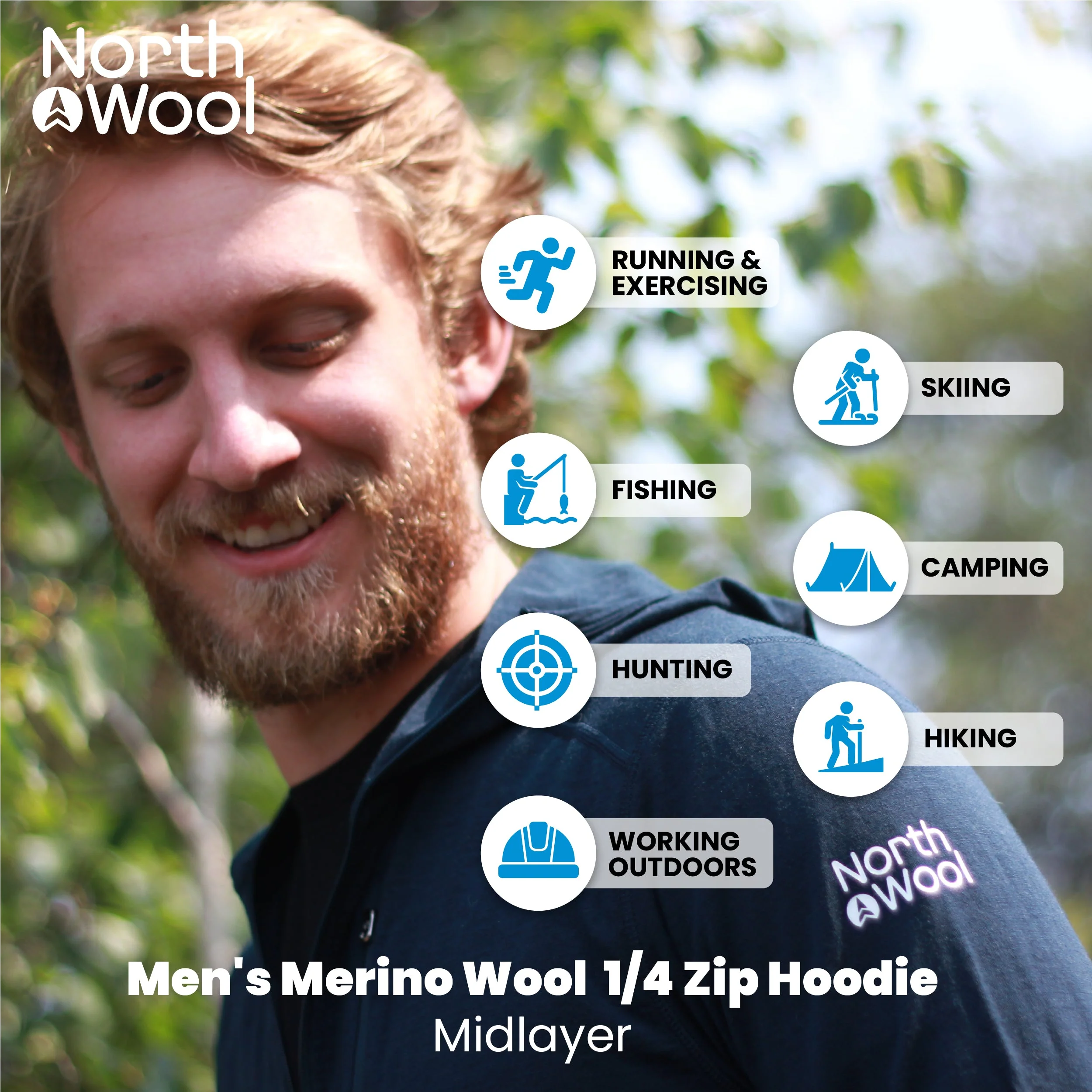 NorthWool Men's Merino Blend 1/4 Zip Hoodie — Heavyweight - Image 14