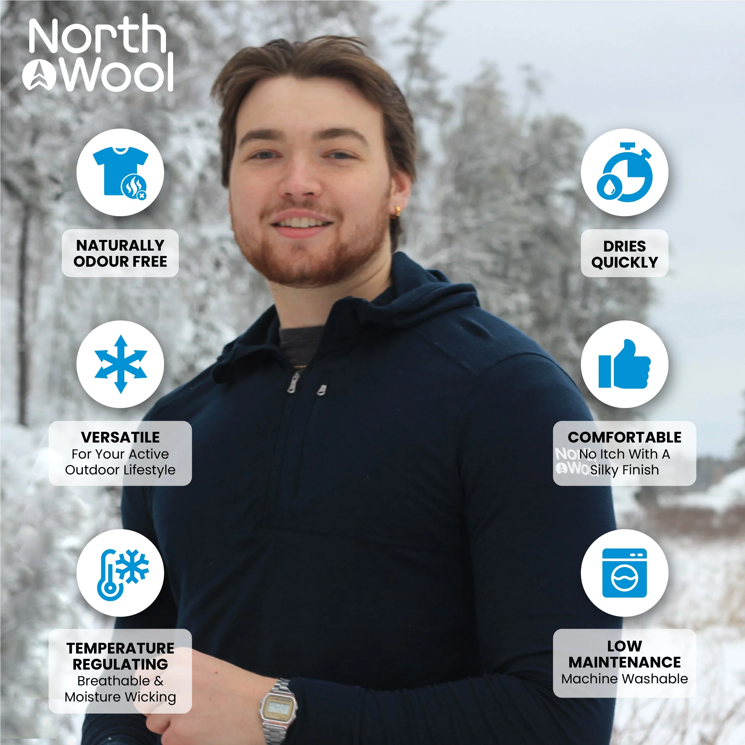 NorthWool Men's Merino Blend 1/4 Zip Hoodie — Heavyweight - Image 15