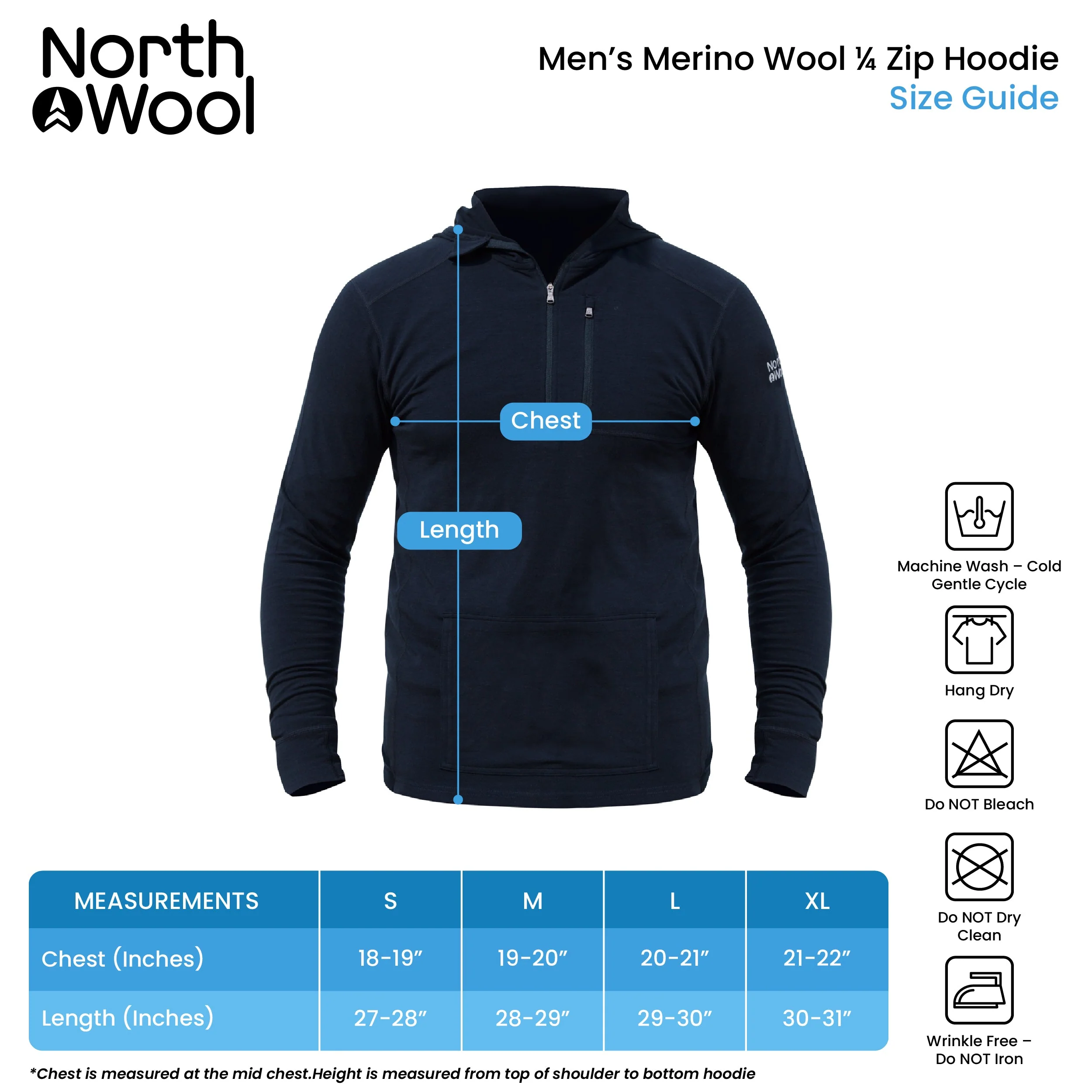 NorthWool Men's Merino Blend 1/4 Zip Hoodie — Heavyweight - Image 16