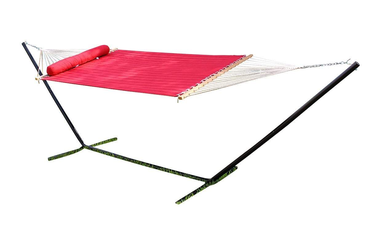 Olefin Double Quilted Hammock with Matching Pillow with 3-Beam Stand - Image 15