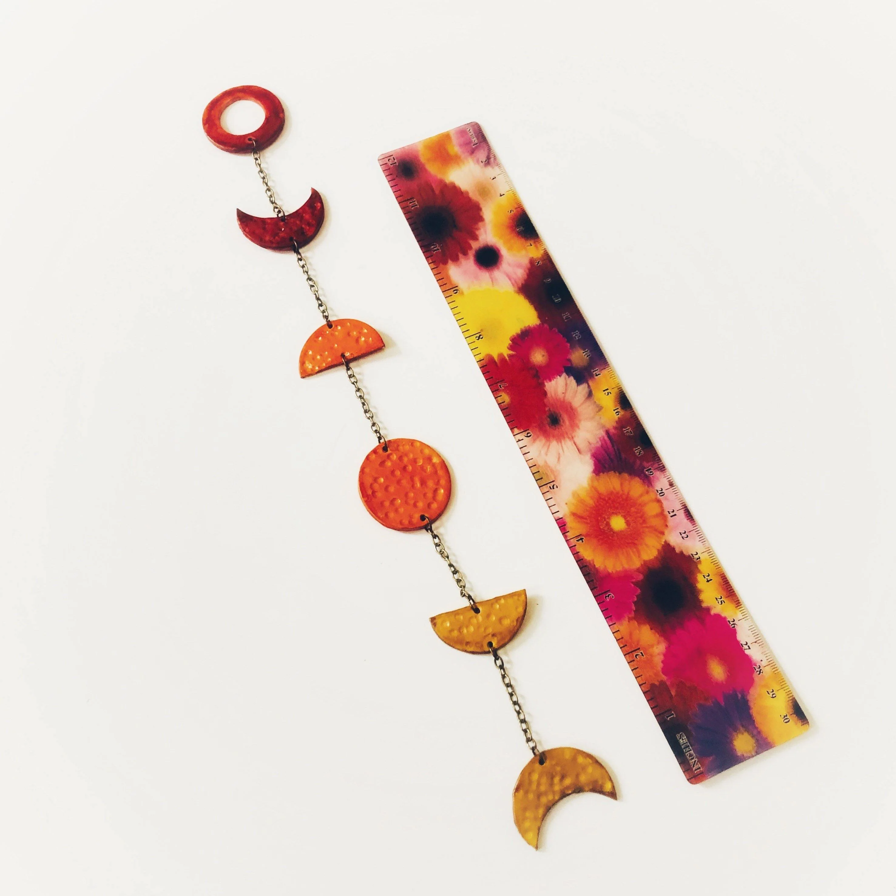 Ombe Moon Phase Wall Hanging in Yellow Orange Red - Image 4