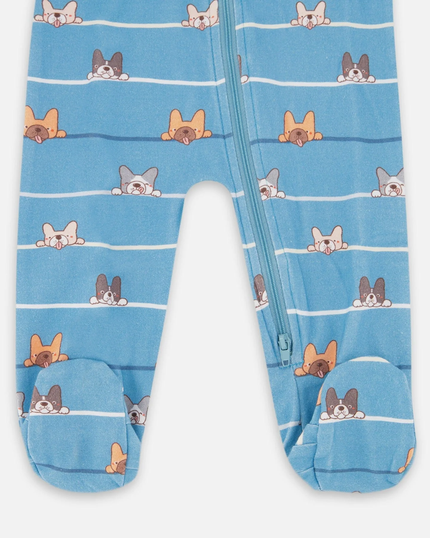 One-Piece Organic Cotton Pajama Blue Dog Print - Image 3