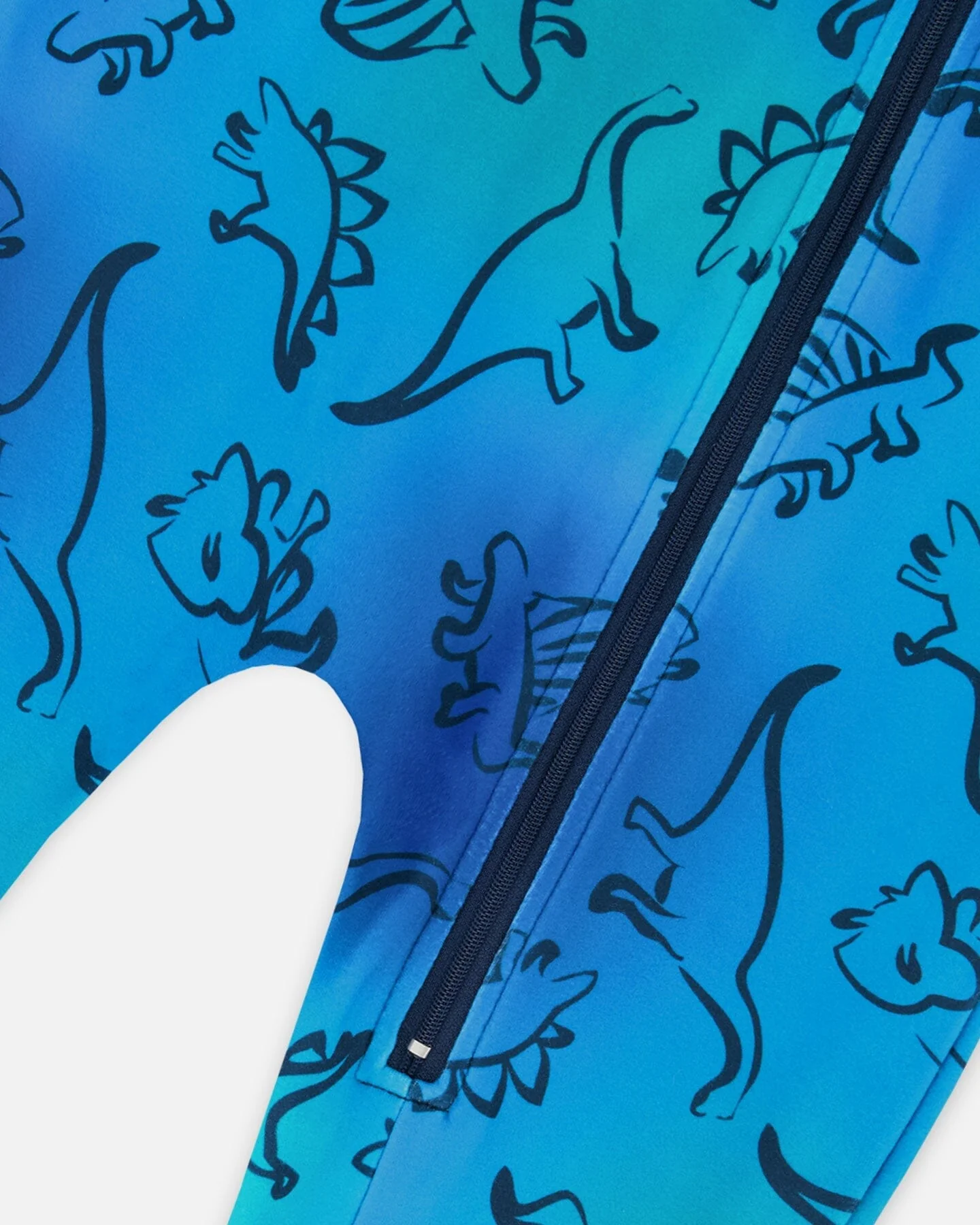 One-Piece Thermal Underwear Blue Gradient Dinosaur Print - Image 4