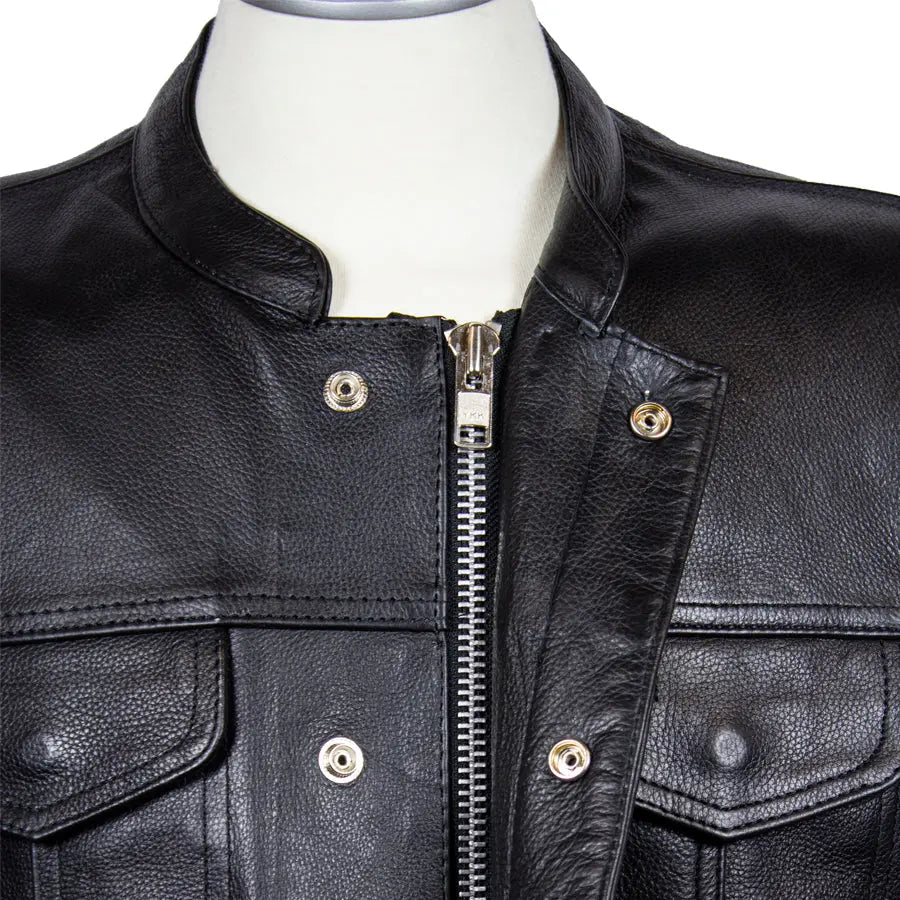 Open Road Men's Flannel Lined Leather Club Vest - Image 4
