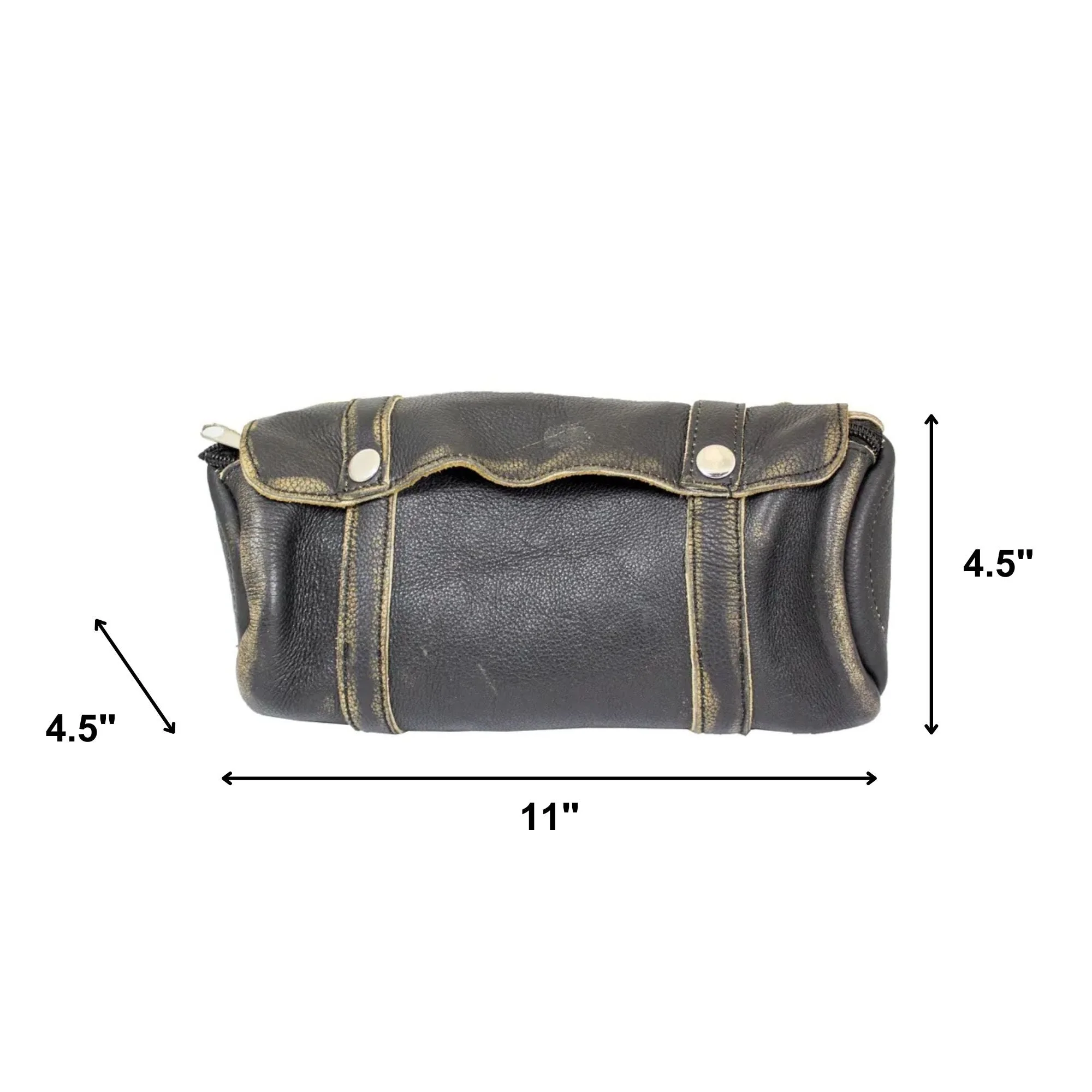 Open Road Soft Body Distressed Leather Tool Bag - Image 4