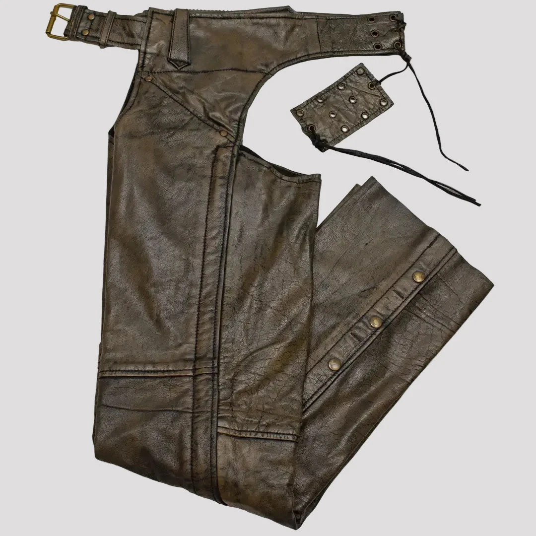 Open Road Women's Distressed Brown Leather Chaps - Image 4
