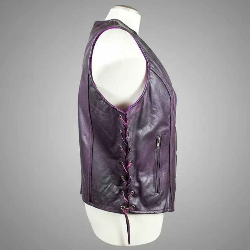 Open Road Women's Lace Side Leather Vest - Image 2