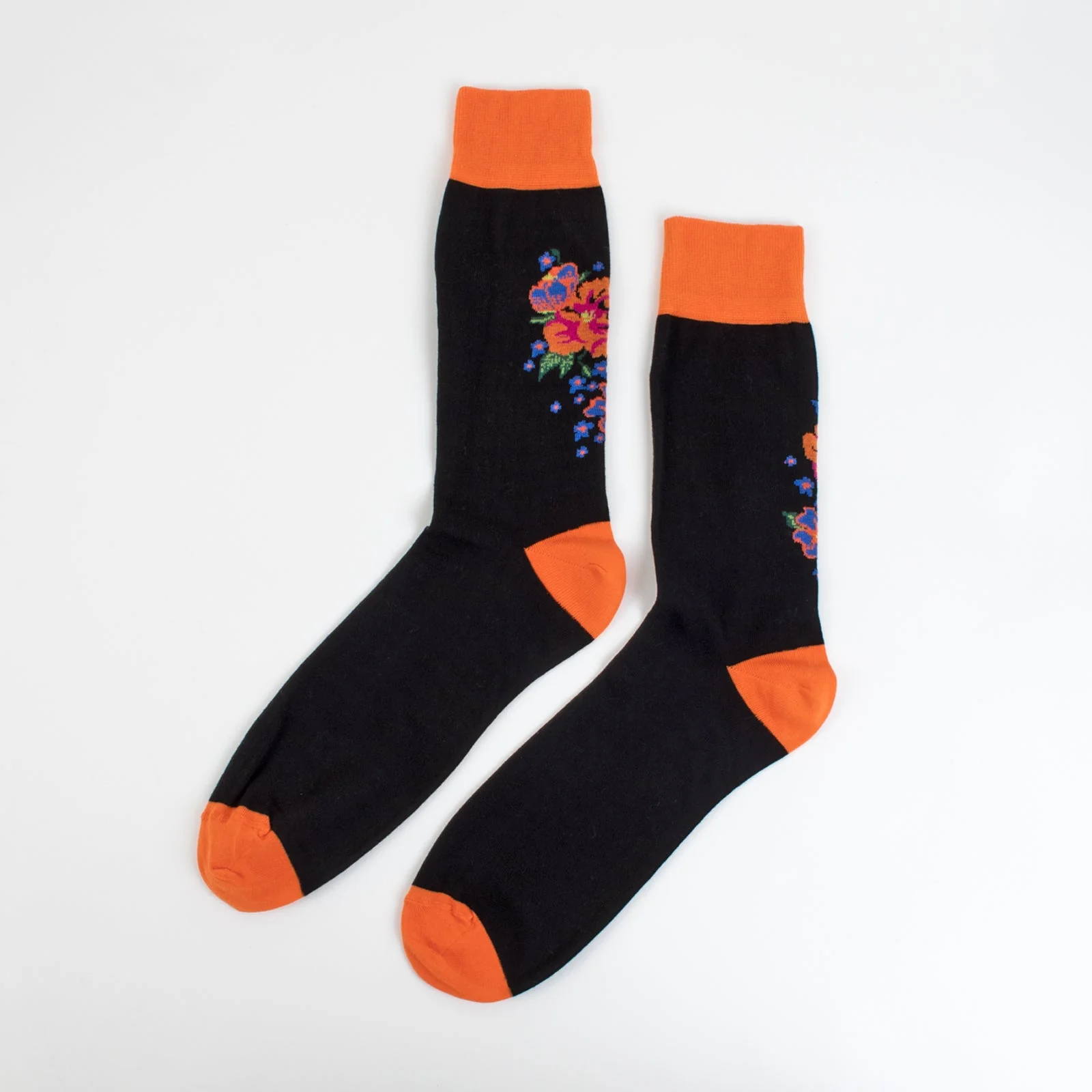 Orange and Black Flower Print