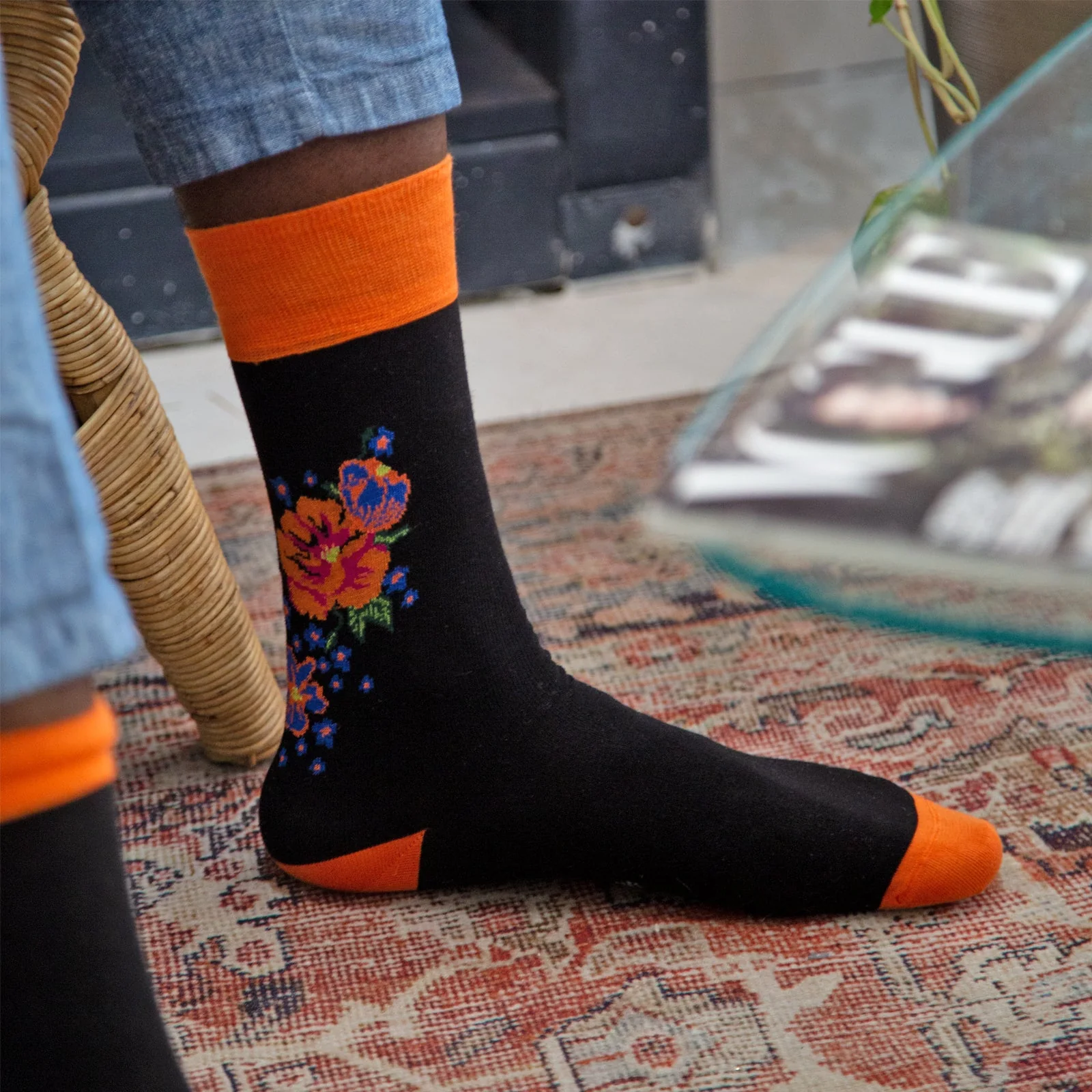 Orange and Black Flower Print - Image 4