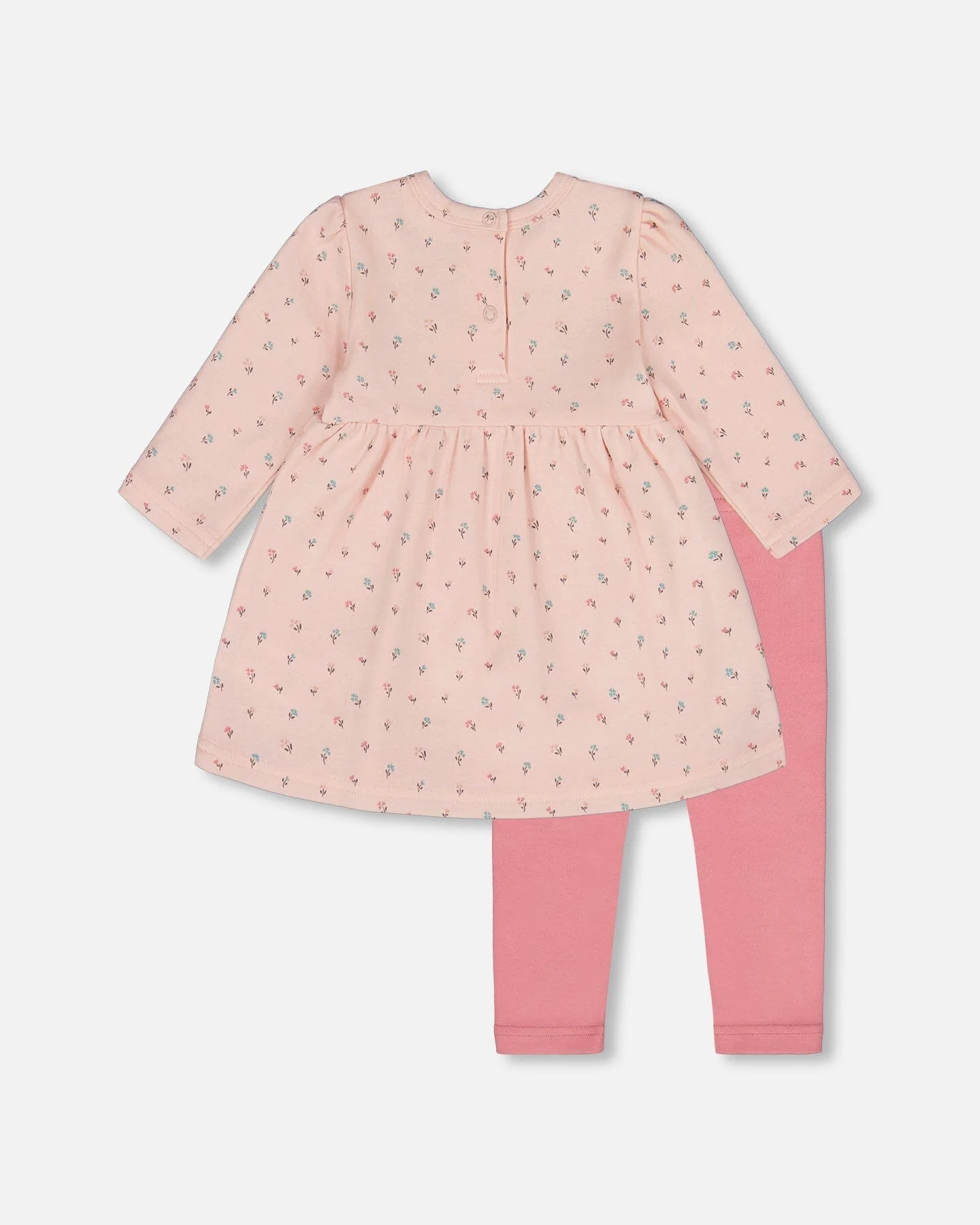 Organic Cotton Dress And Leggings Set Pink Mini Floral - Image 3