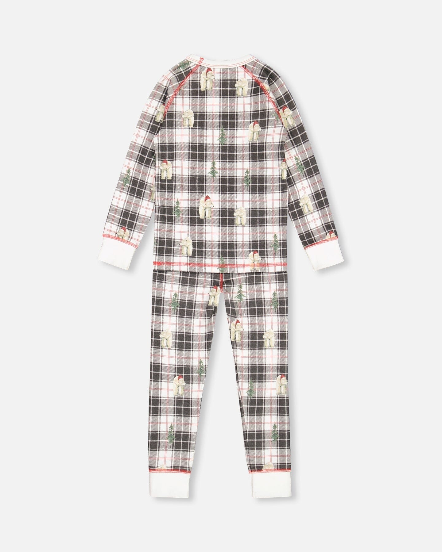 Organic Cotton Kids Christmas Family Two Piece Printed Polar Bear Pajama Set - Image 3
