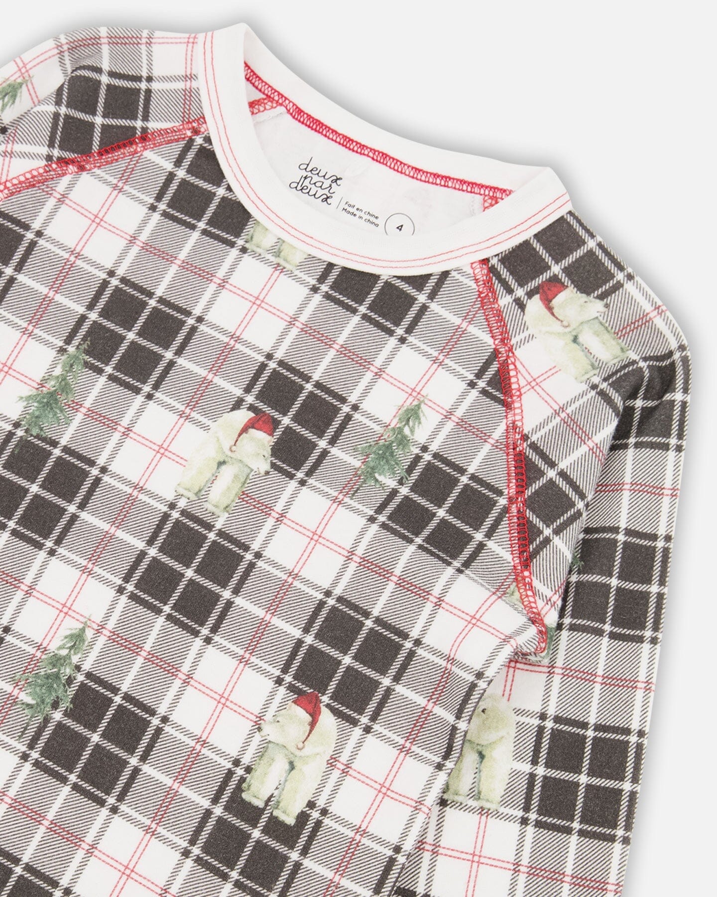 Organic Cotton Kids Christmas Family Two Piece Printed Polar Bear Pajama Set - Image 4