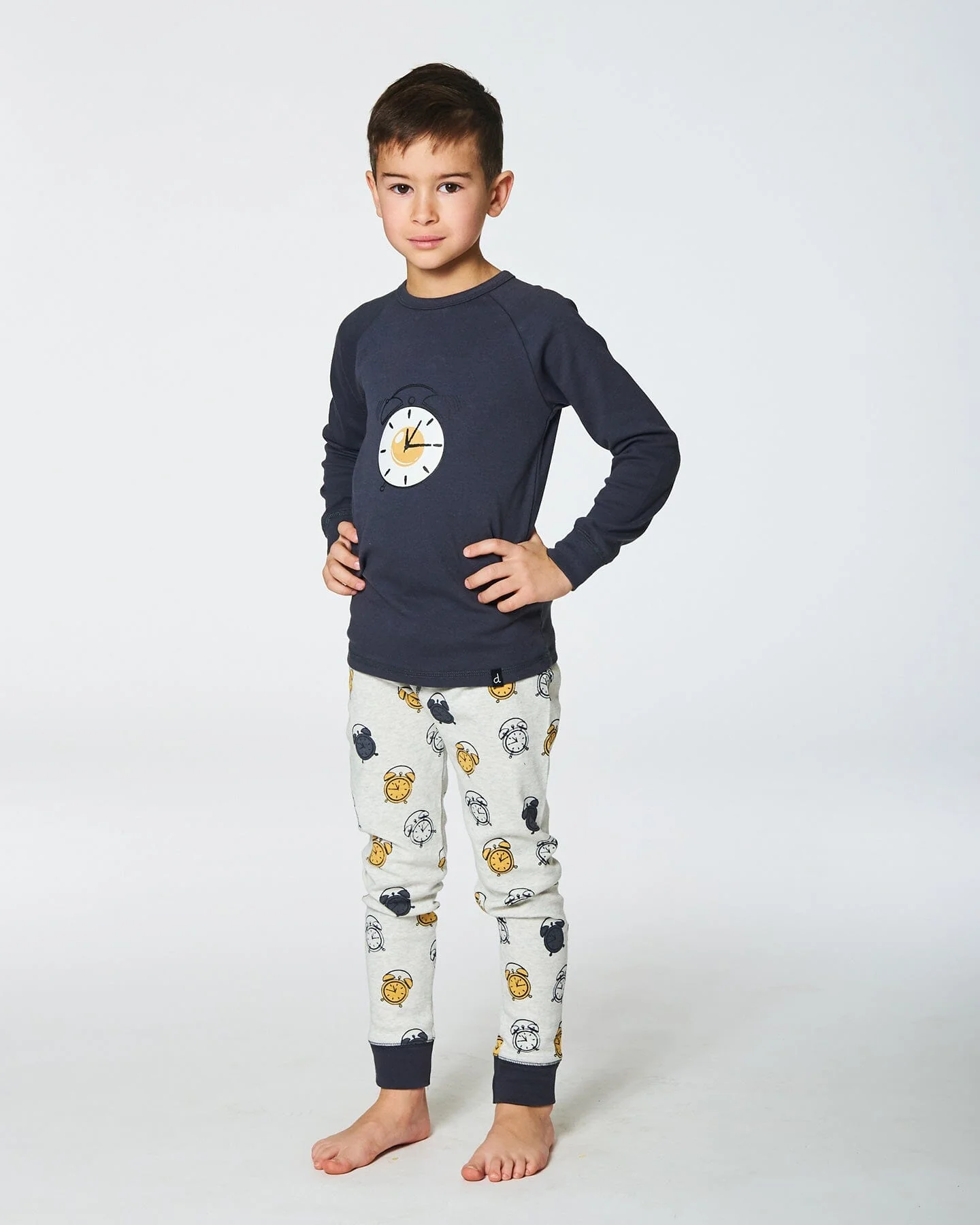 Organic Cotton Two Piece Pajama Set Gray Printed Egg-O-Clock - Image 3