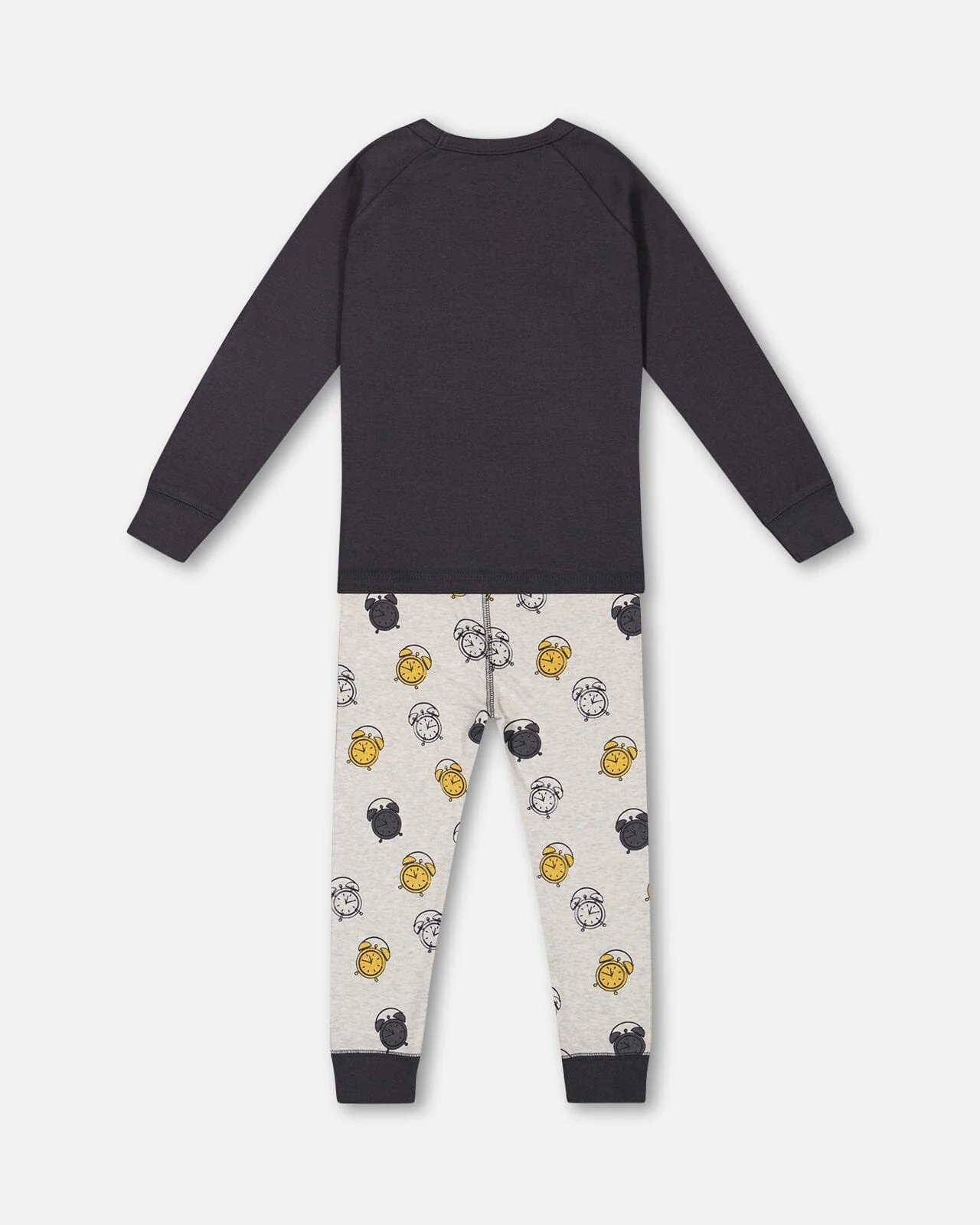 Organic Cotton Two Piece Pajama Set Gray Printed Egg-O-Clock - Image 2