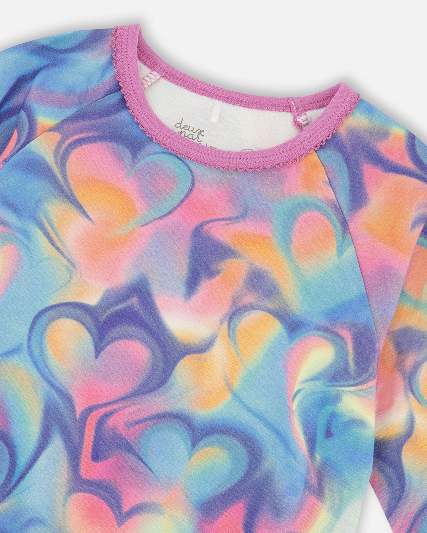 Organic Cotton Two-Piece Pajamas Rainbow Heart Print - Image 4