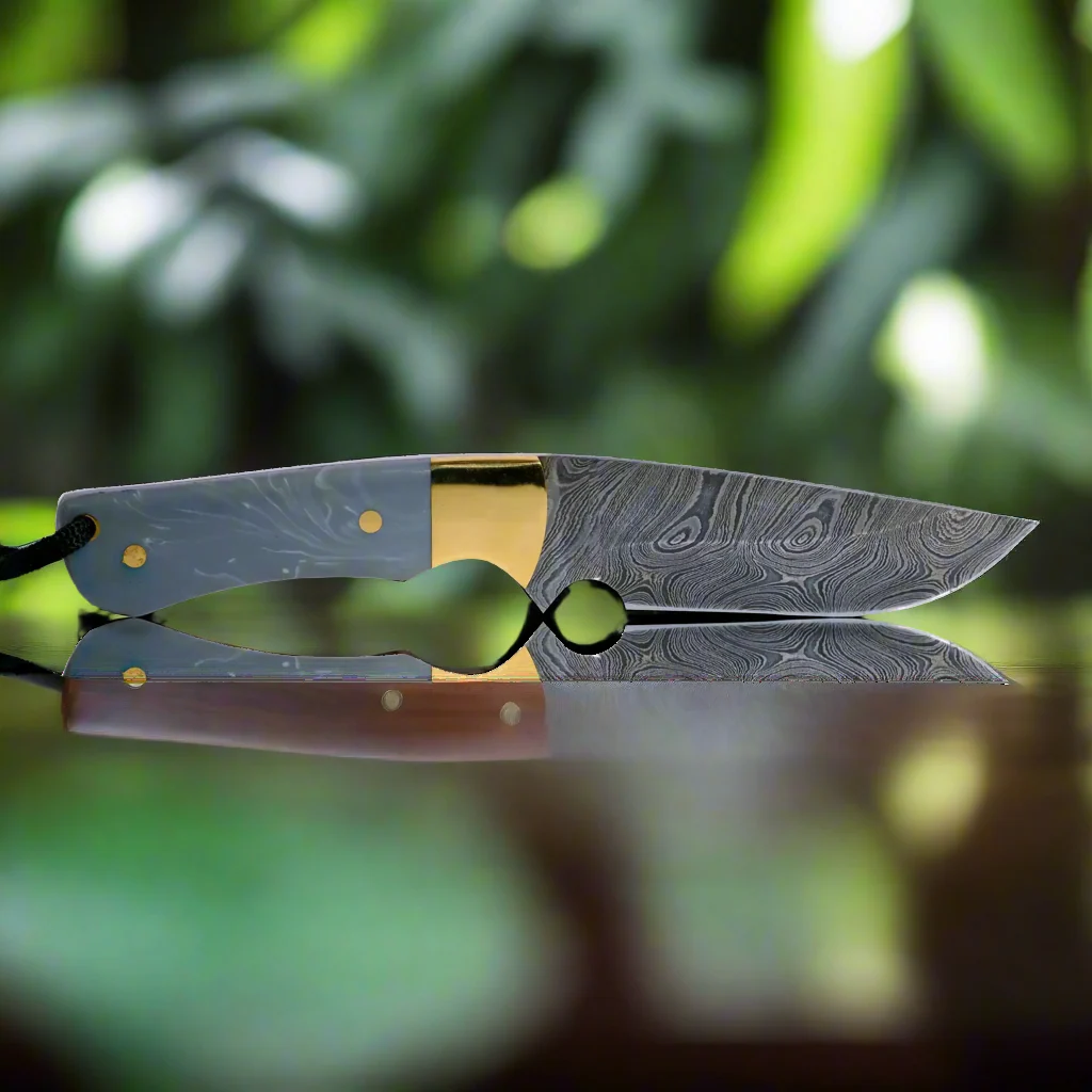 Original Kaito Damascus Steel Skinner Knife 4 inch blade with Premium Leather Sheath - Image 2
