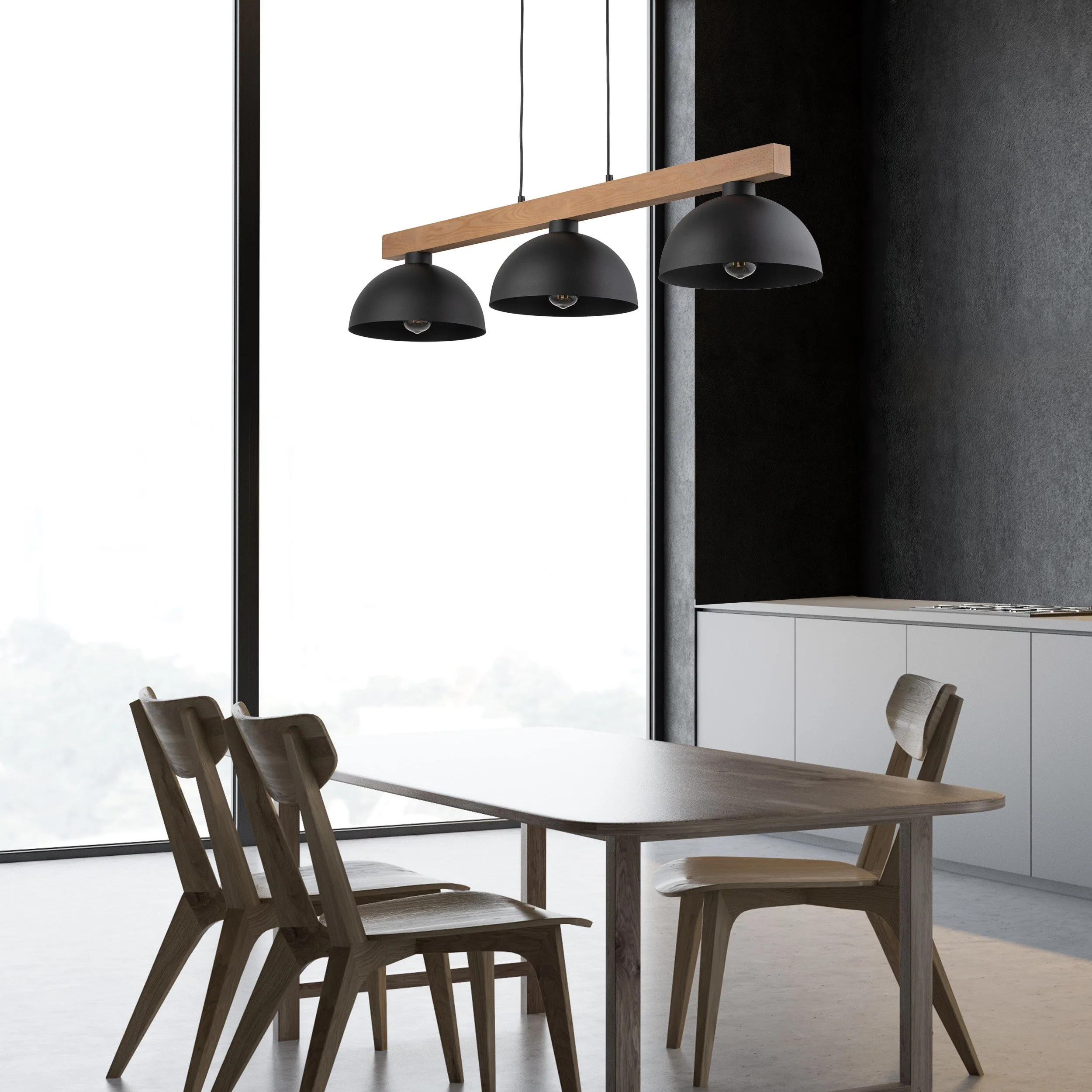 OSLO Black Scandinavian Pendant Light 3Oslo Black Scandinavian Minimalist Pendant Ceiling Light for Kitchen Island, Dining Room & Modern Interiors 3 - Image 2