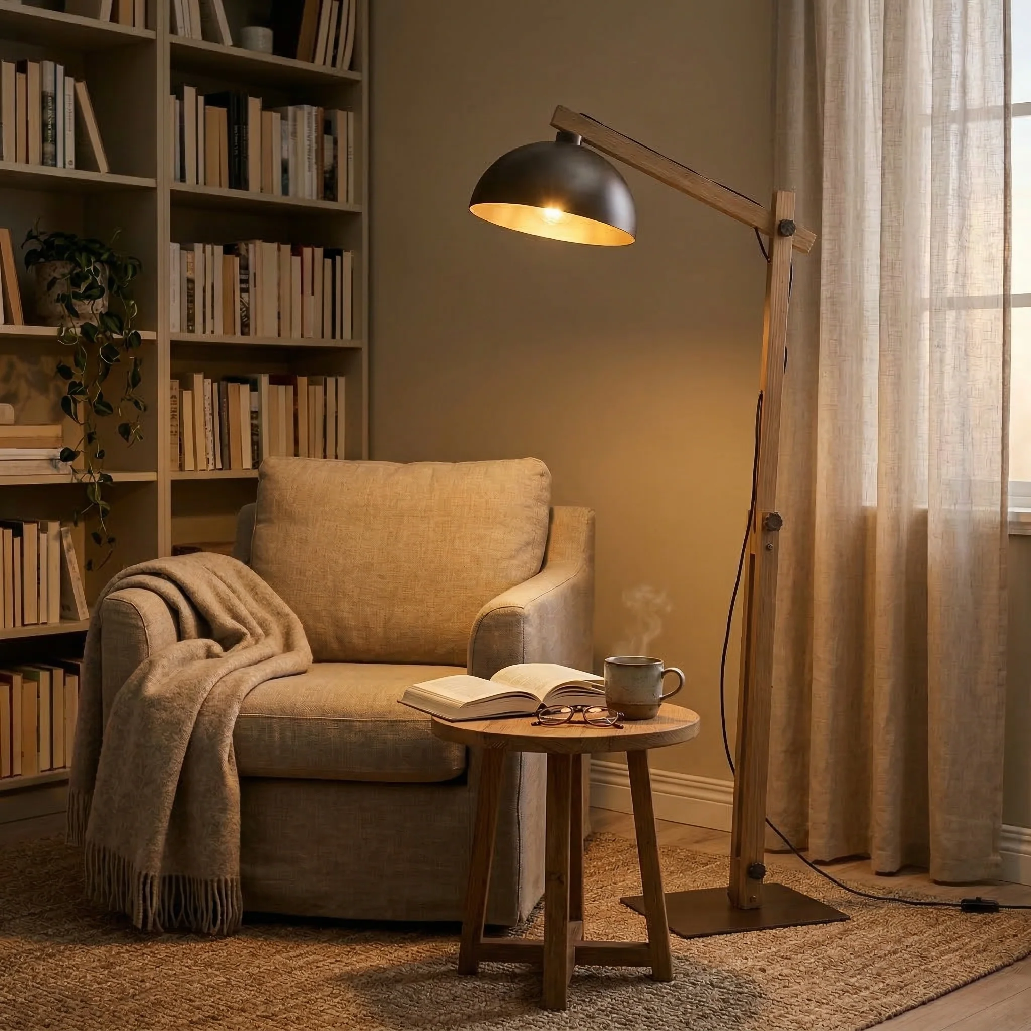 Oslo Brown Scandinavian Minimalist Floor Lamp for Living Room, Bedroom & Modern Interior Lighting - Image 3