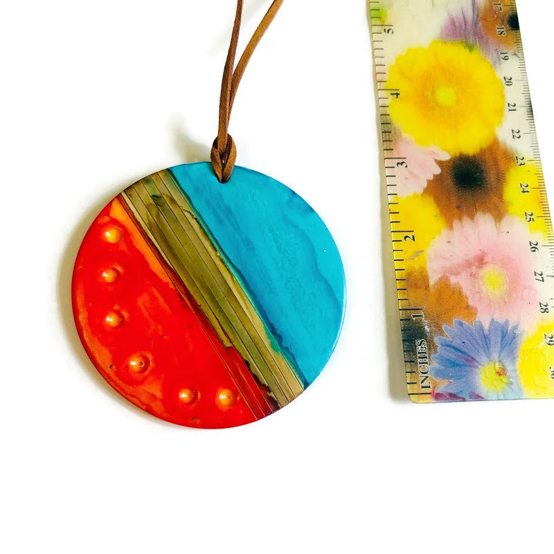 Oversized Disc Pendant Necklace Handmade - Image 4