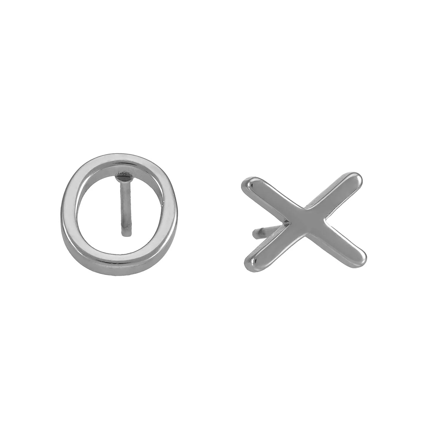 OX Silver (White Gold): Hugs, Kisses & Sparkle Stud Earrings - Image 2