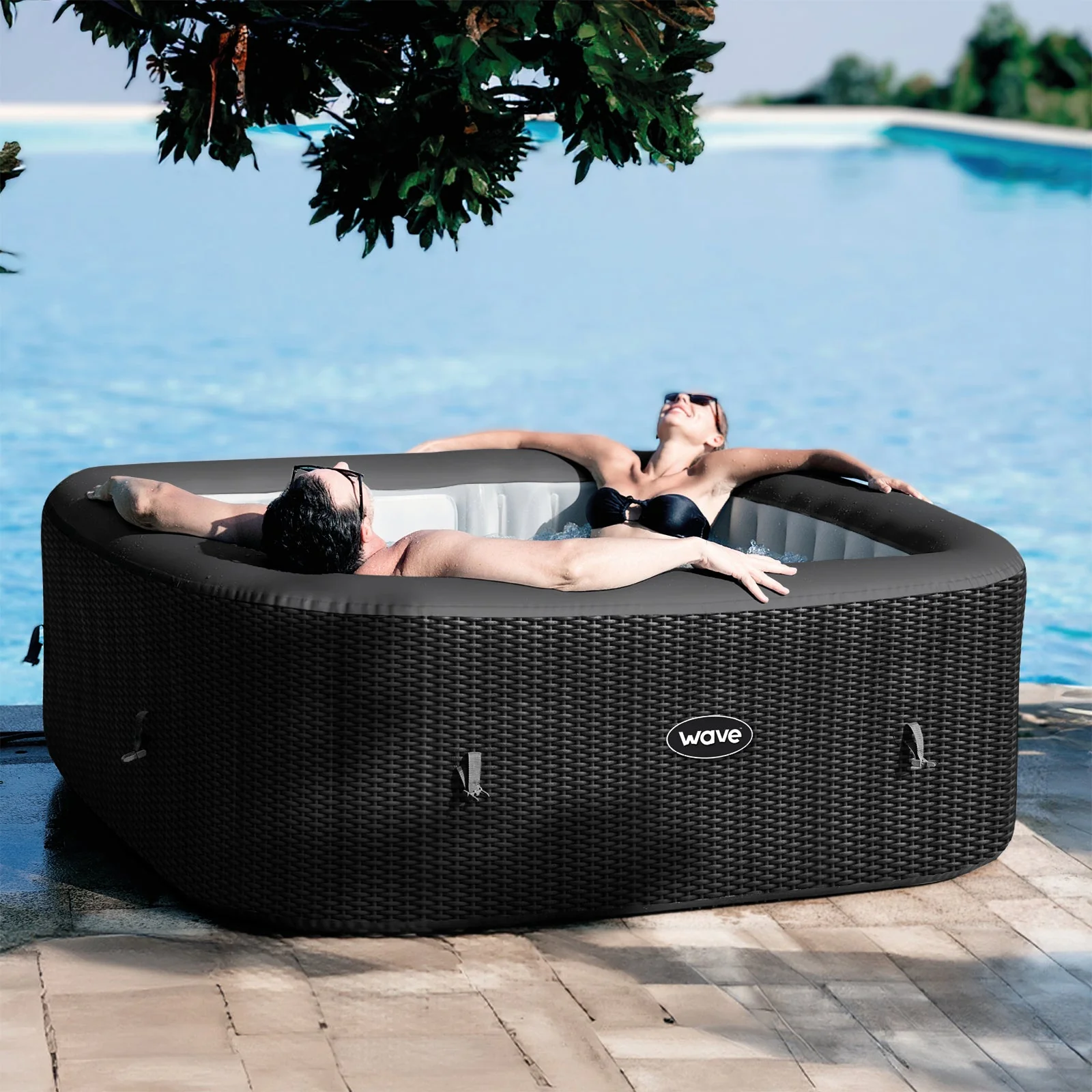 Wave | Pacific | 4/6-Person Inflatable Hot Tub | Square | Integrated Heater - Image 12
