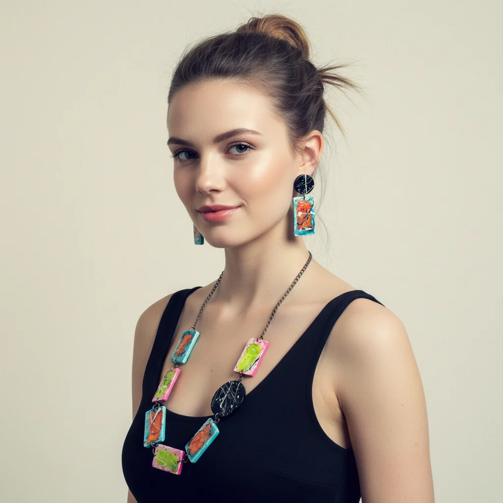 Paint Splatter Statement Earrings Post or Clip On - Image 2