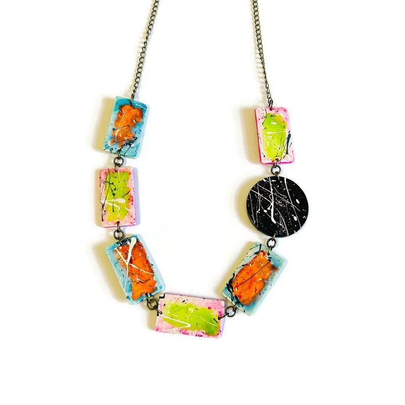 Paint Splatter Statement Earrings Post or Clip On - Image 8
