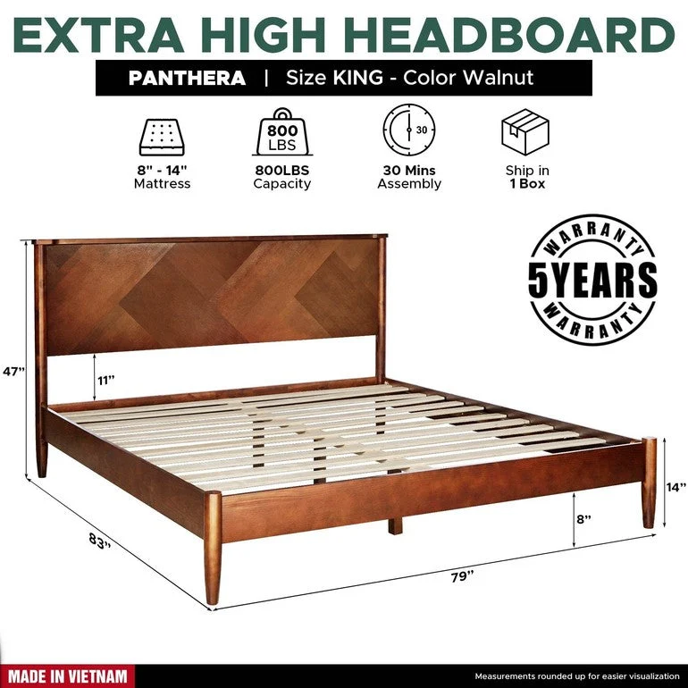 Panthera Platform Bed Frame With Headboard - Image 3