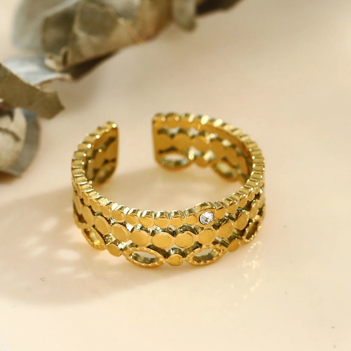 PERLA: Vintage Inspired Multi Staked Ring with Solitaire Zirconia Gemstone - Image 4