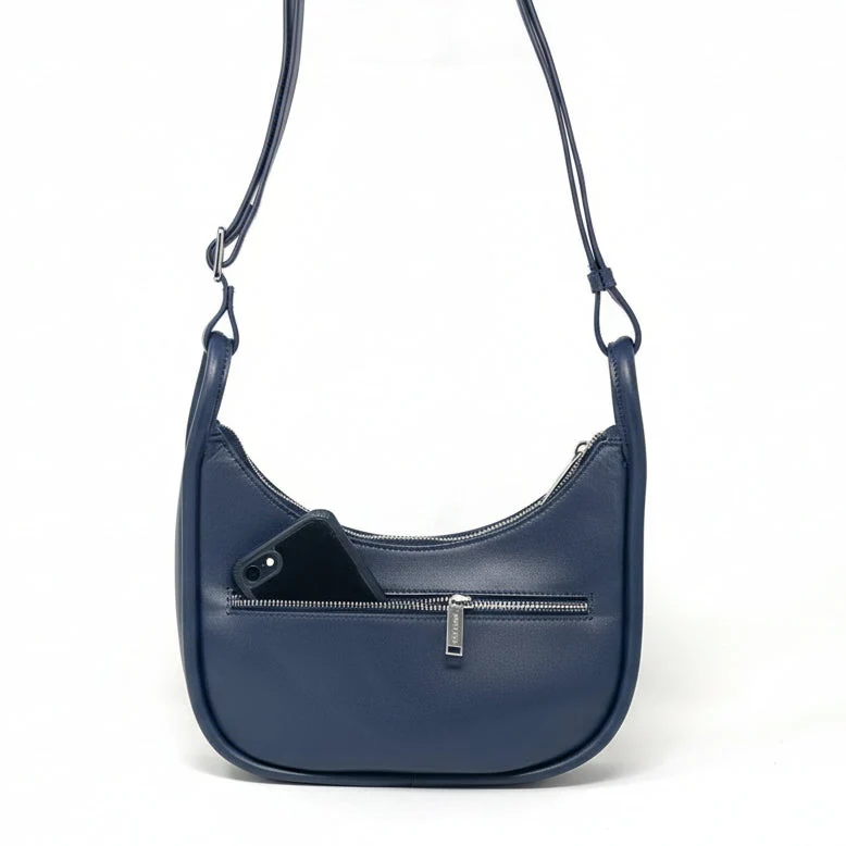 Petit sac à bandoulière en cuir bleu marine | Sabrina - Image 2