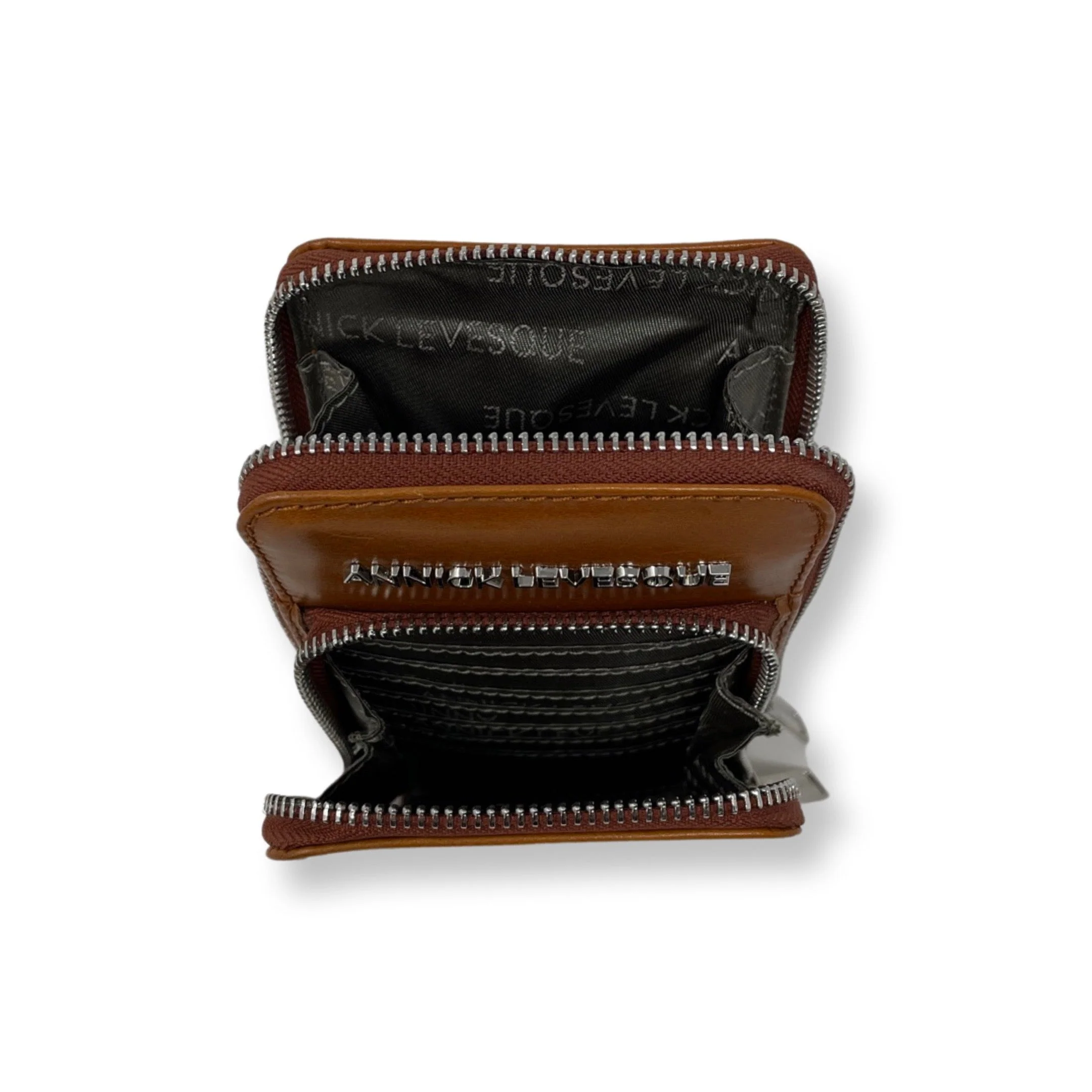 Petit sac à bandoulière en cuir cognac - Marie-Josée - Image 3