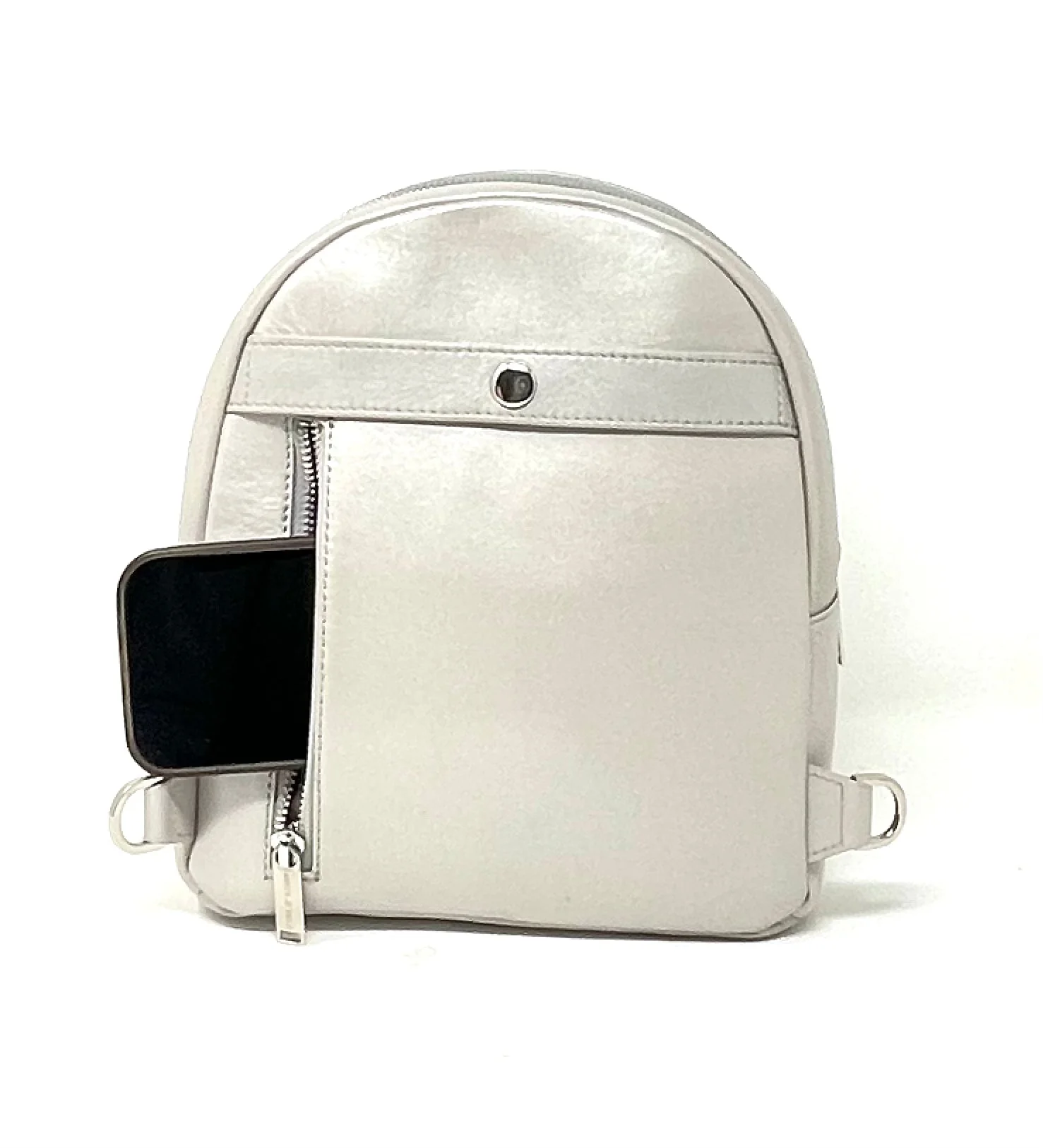 Petit Sac à dos en Cuir, Perlé, convertible - Caroline - Image 3