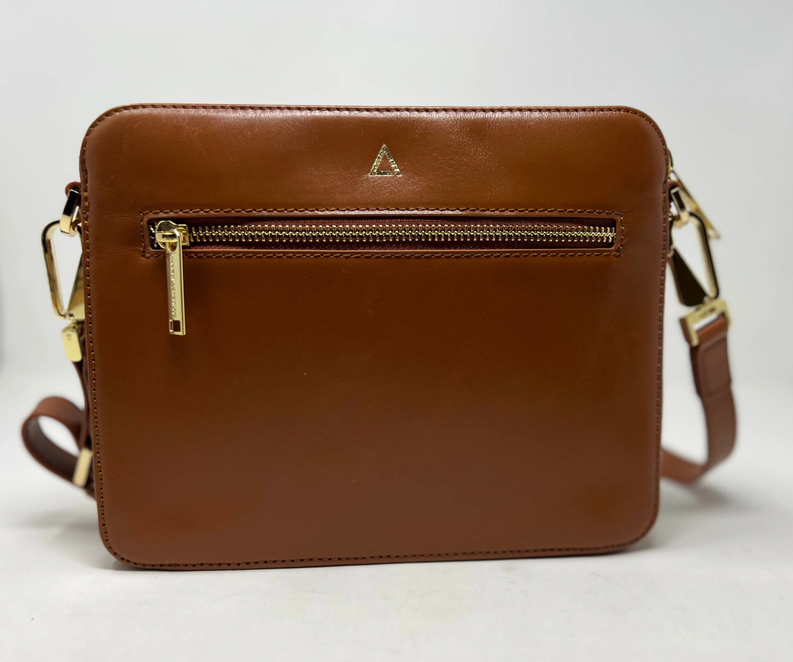 Petit Sac bandouillère 2 en 1 avec porte carte détachable en Cuir Cognac , Kennedi - Image 3