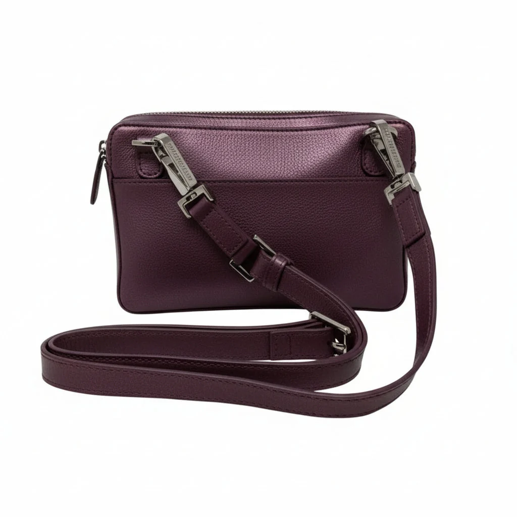 Petit sac bandoulière en cuir aubergine - Annie - Image 2