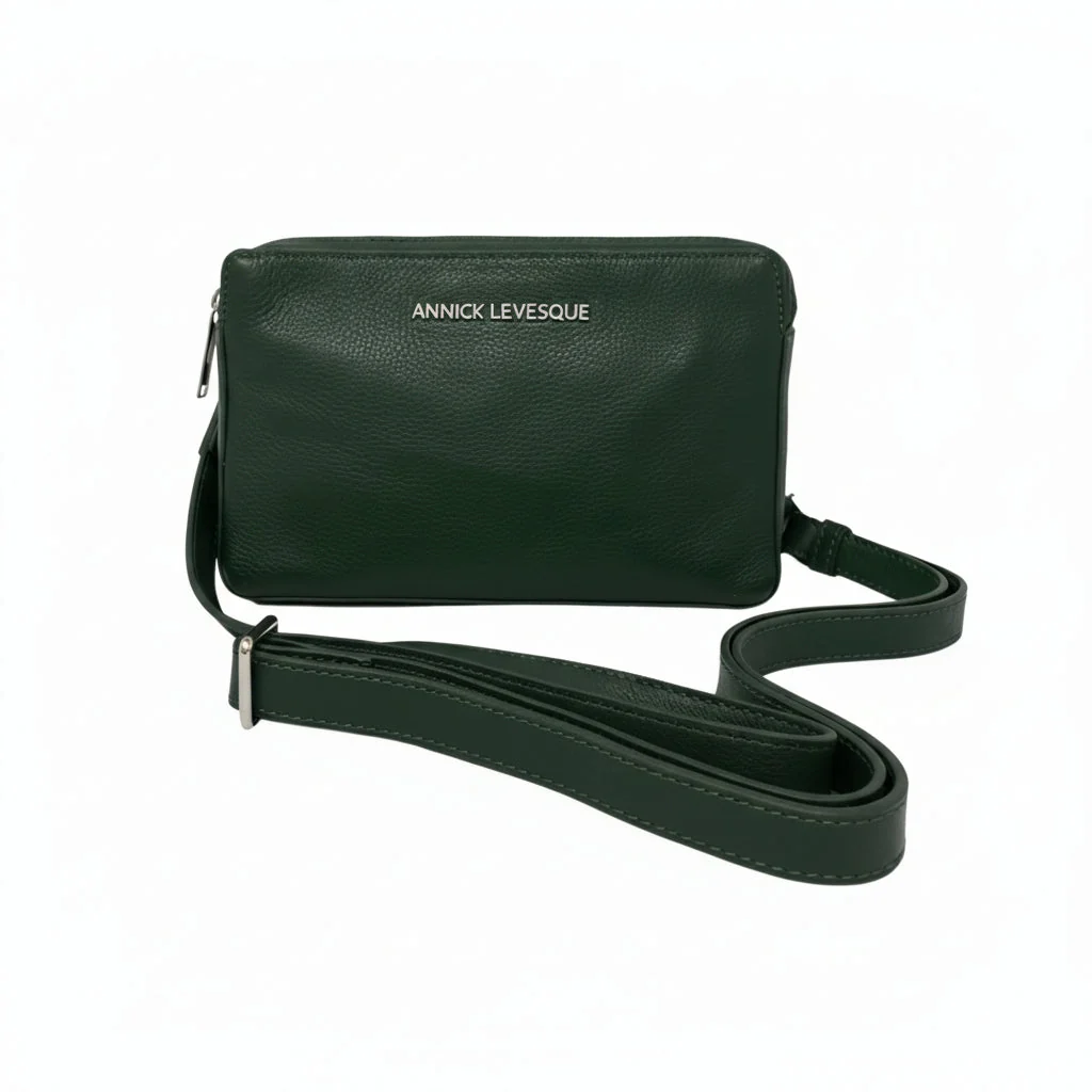 Petit sac bandoulière en Cuir Véritable Dark Green, Annie - Image 2
