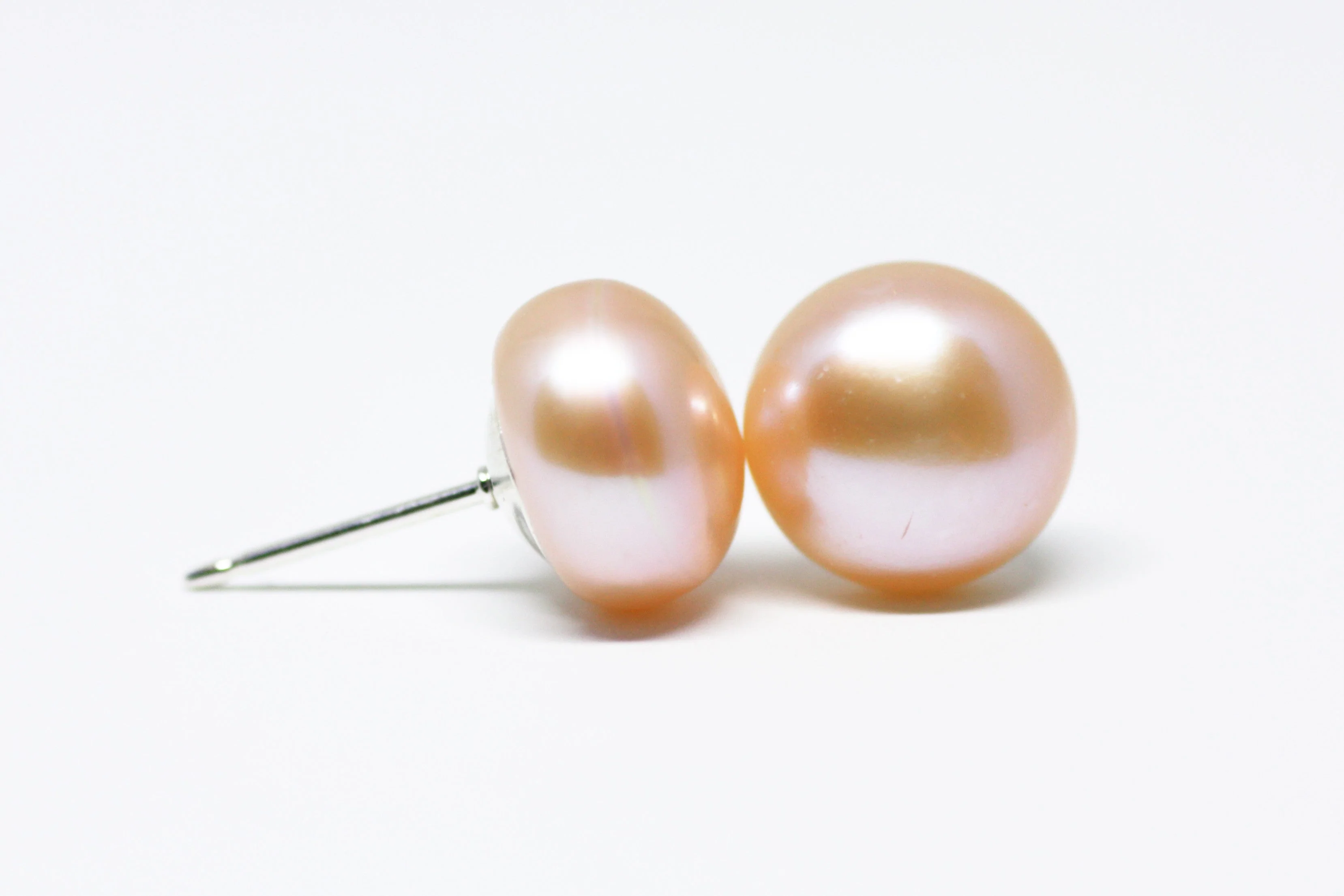 Pink Pearl Stud Earrings 10mm - Image 3