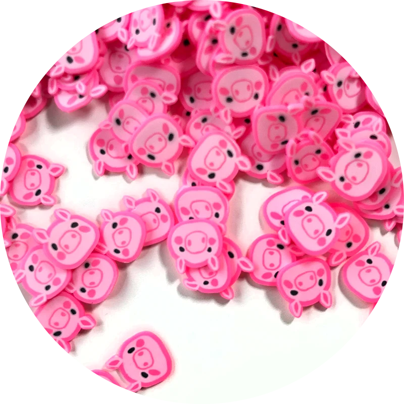Pink Piggy Fimo Slices