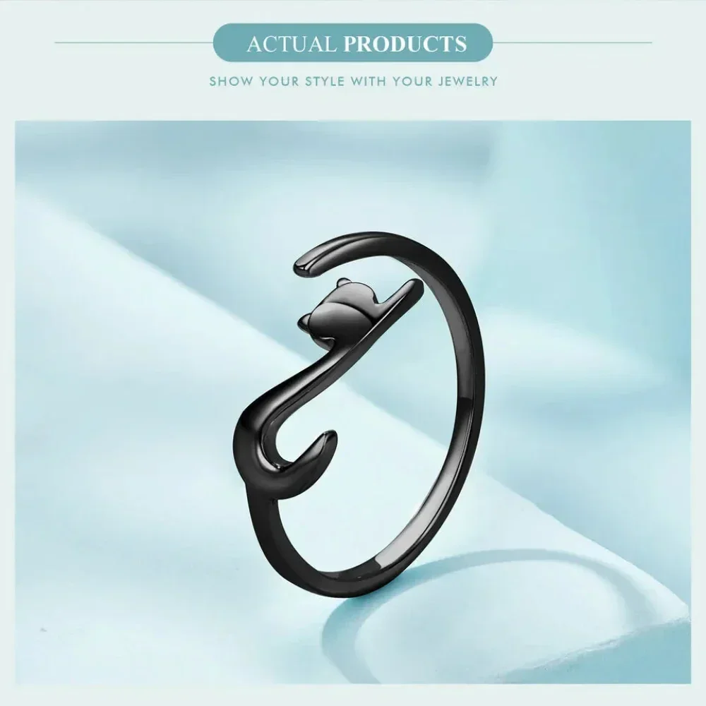 925 Sterling Silver Adjustable Cat Tail Ring - Image 10