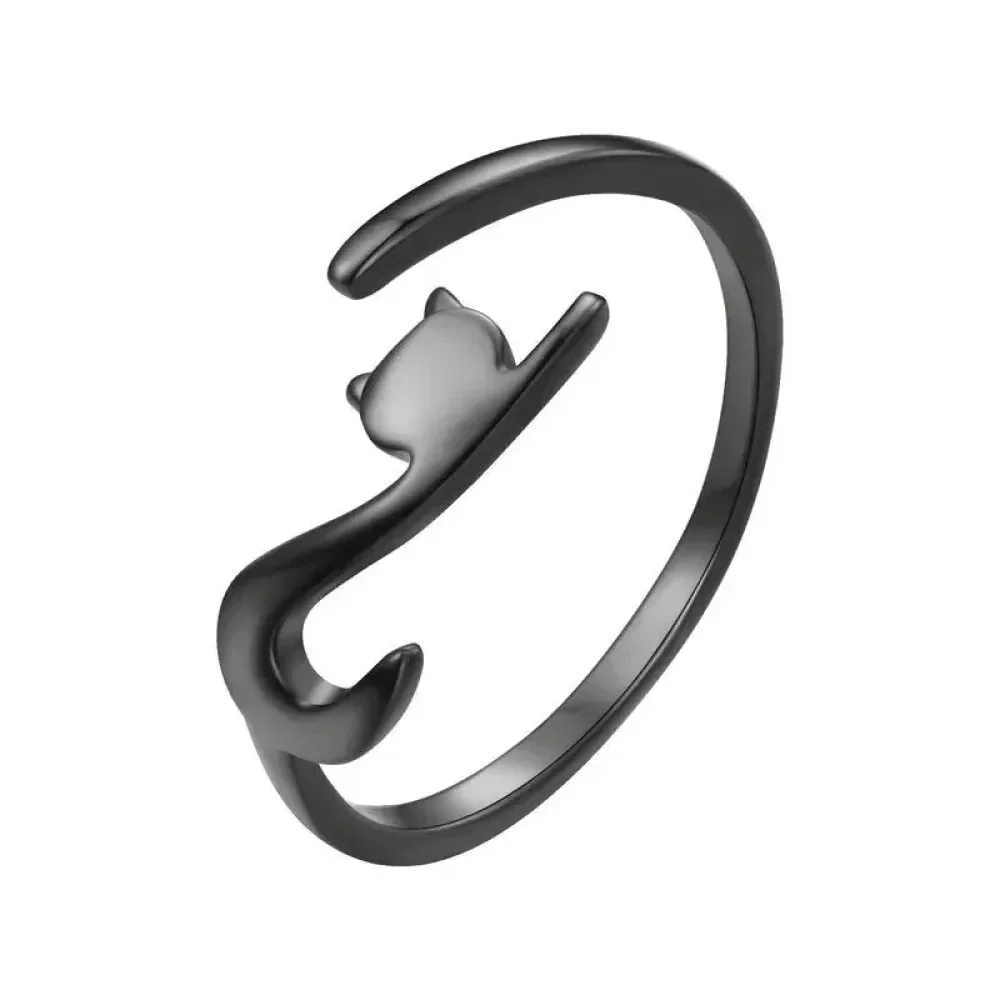 925 Sterling Silver Adjustable Cat Tail Ring - Image 6