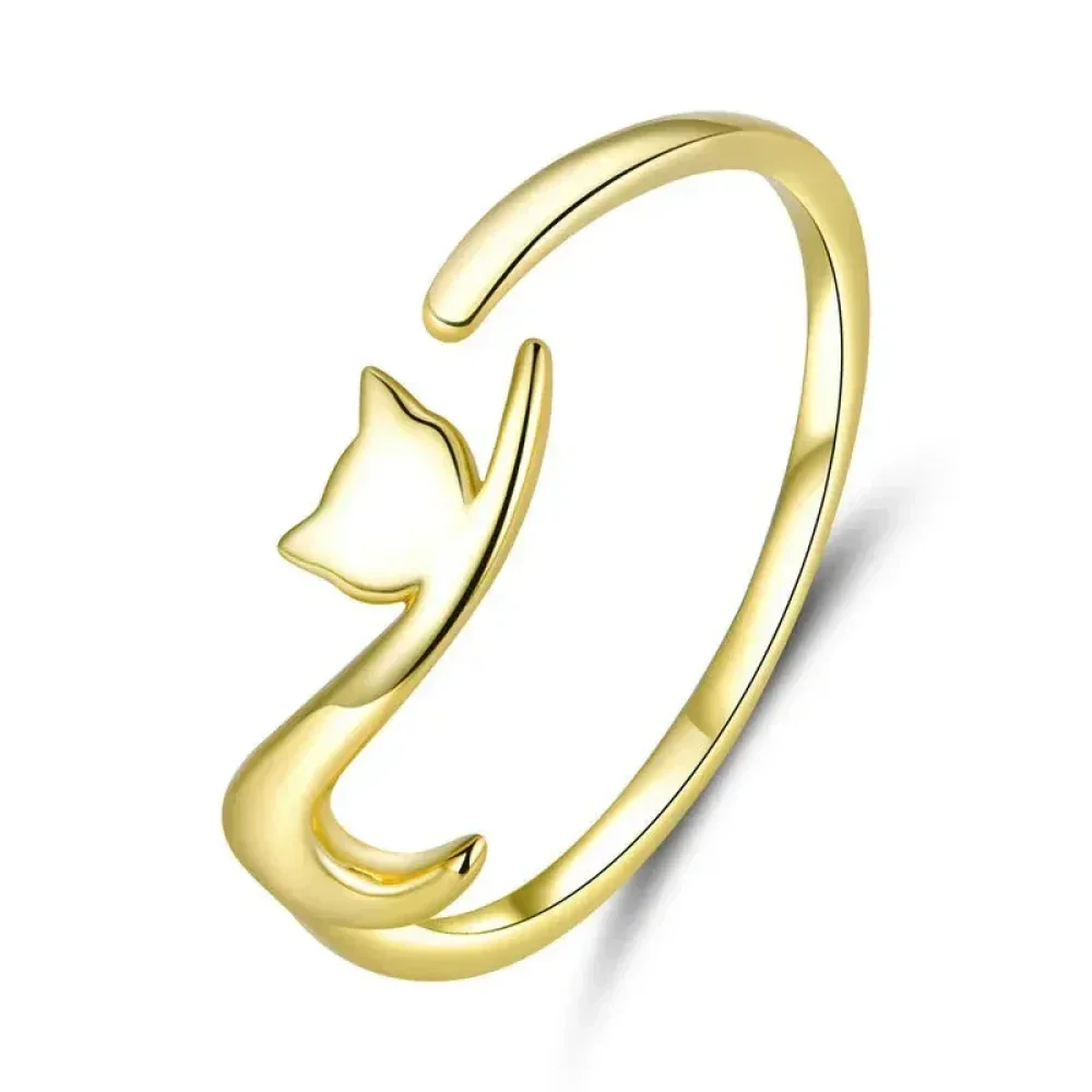 925 Sterling Silver Adjustable Cat Tail Ring - Image 8