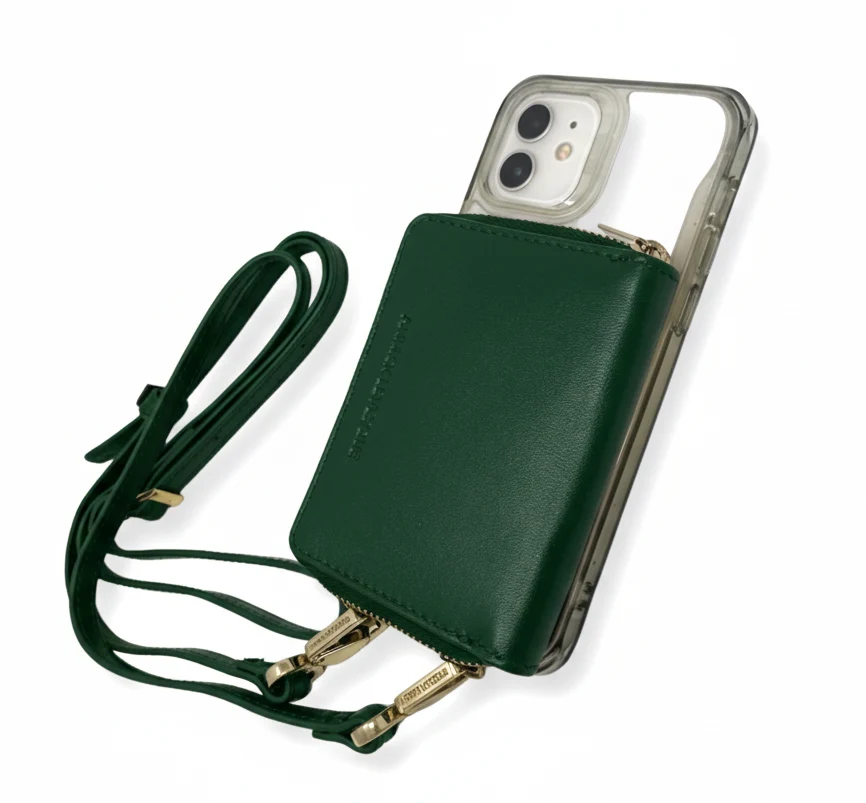 Porte-cartes en cuir Maylia, Dark Green
