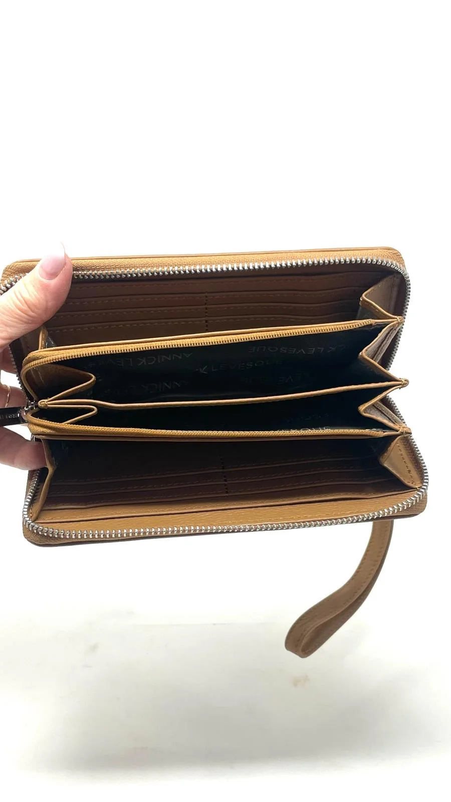 Portefeuille en cuir véritable Tan, Carla - Image 4