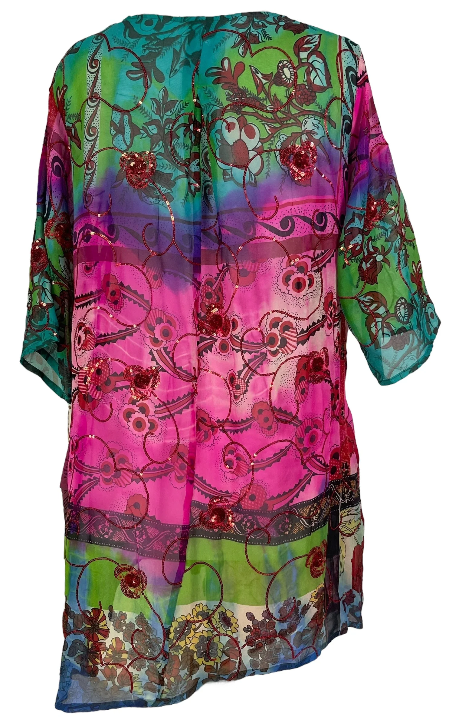 PRG6809 Sheer Avatar Pure Silk Self Pocket Tunic Dress - Image 2
