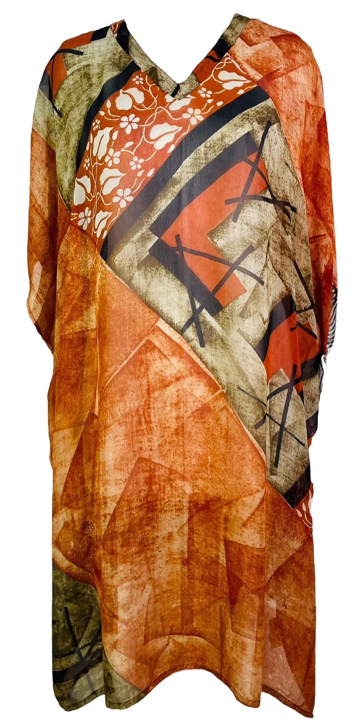 PRG7483 Sheer Avatar Pure Silk Midi Length Kaftan