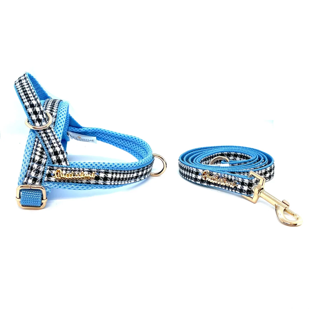 Prince Houndstooth Blue One-Click Dog Harness - Image 5