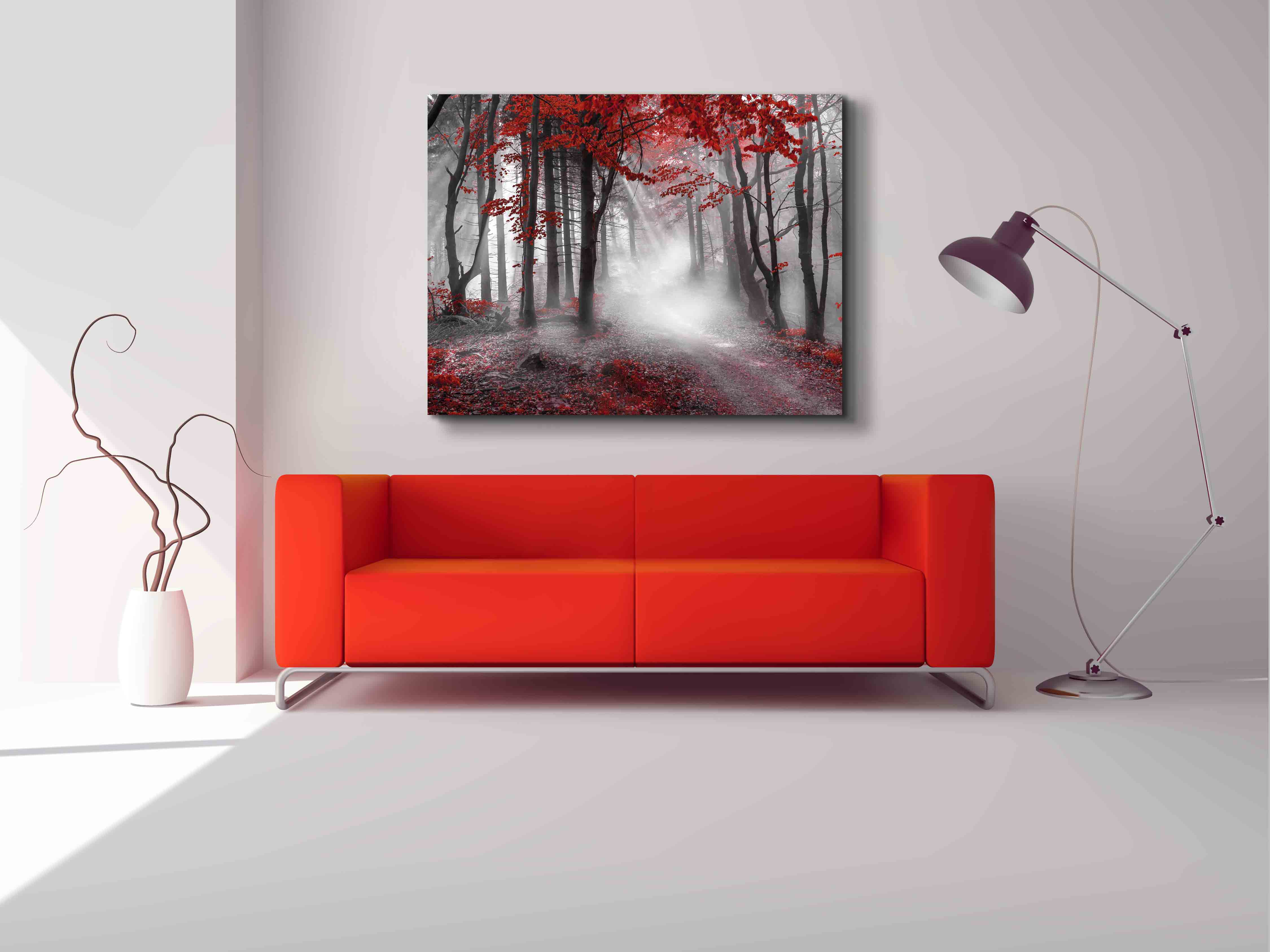 Printed Artwork-Red Isolate Forest-Wall decor - Image 3
