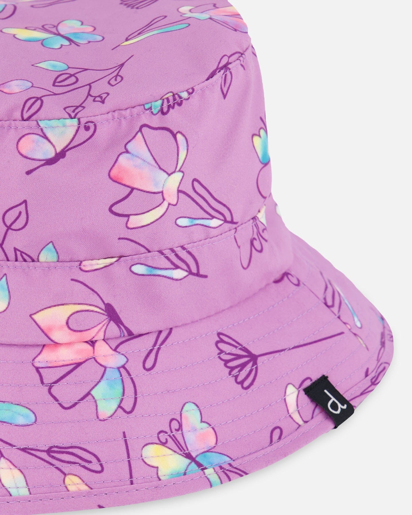 Printed Beach Sun Hat Old Mauve And Multicolored Butterflies - Image 4